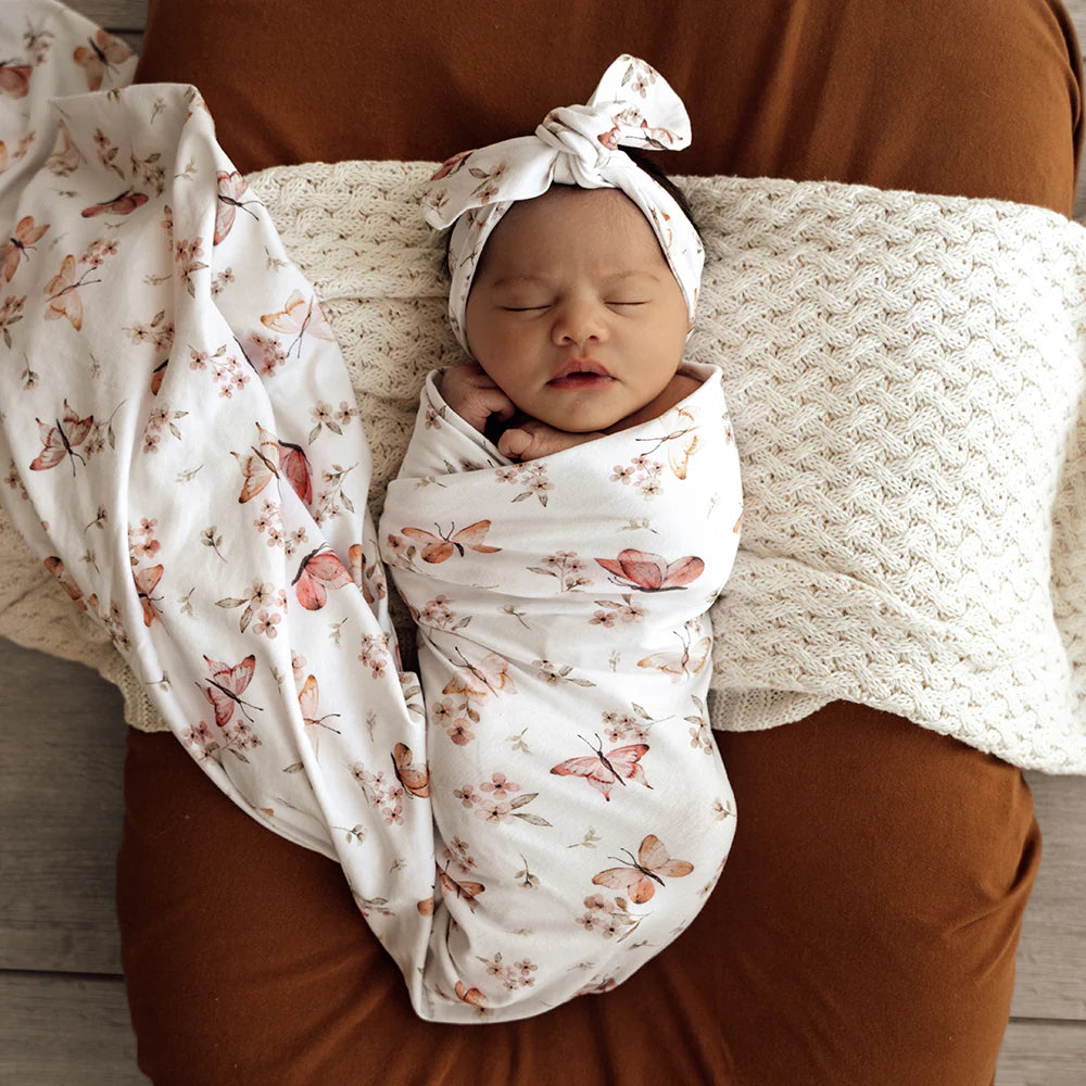 BUTTERFLY -Snuggle Hunny Organic Jersey Wrap & Beanie Set