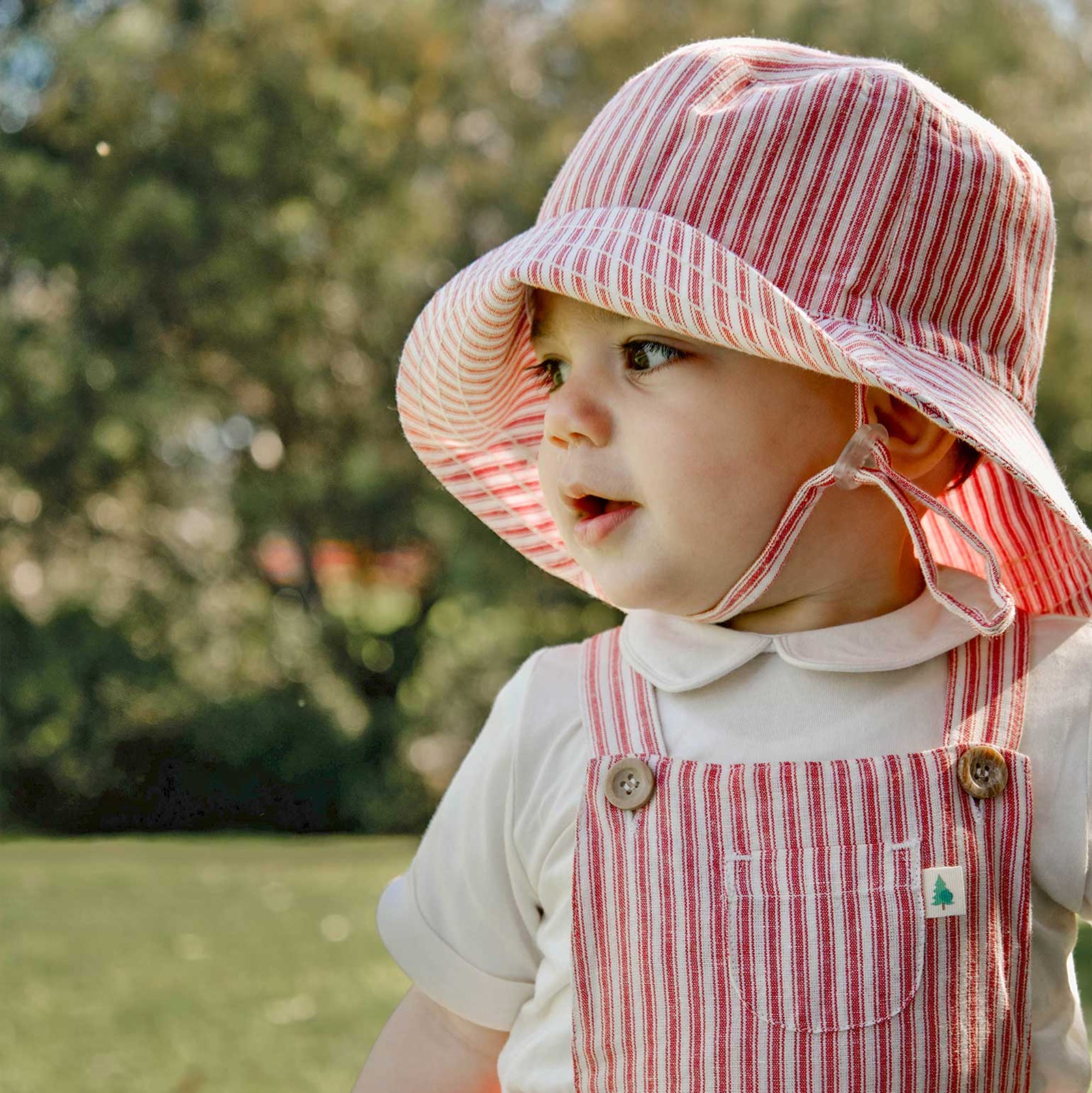 Purebaby Striped Bucket Hat - Red Ticking