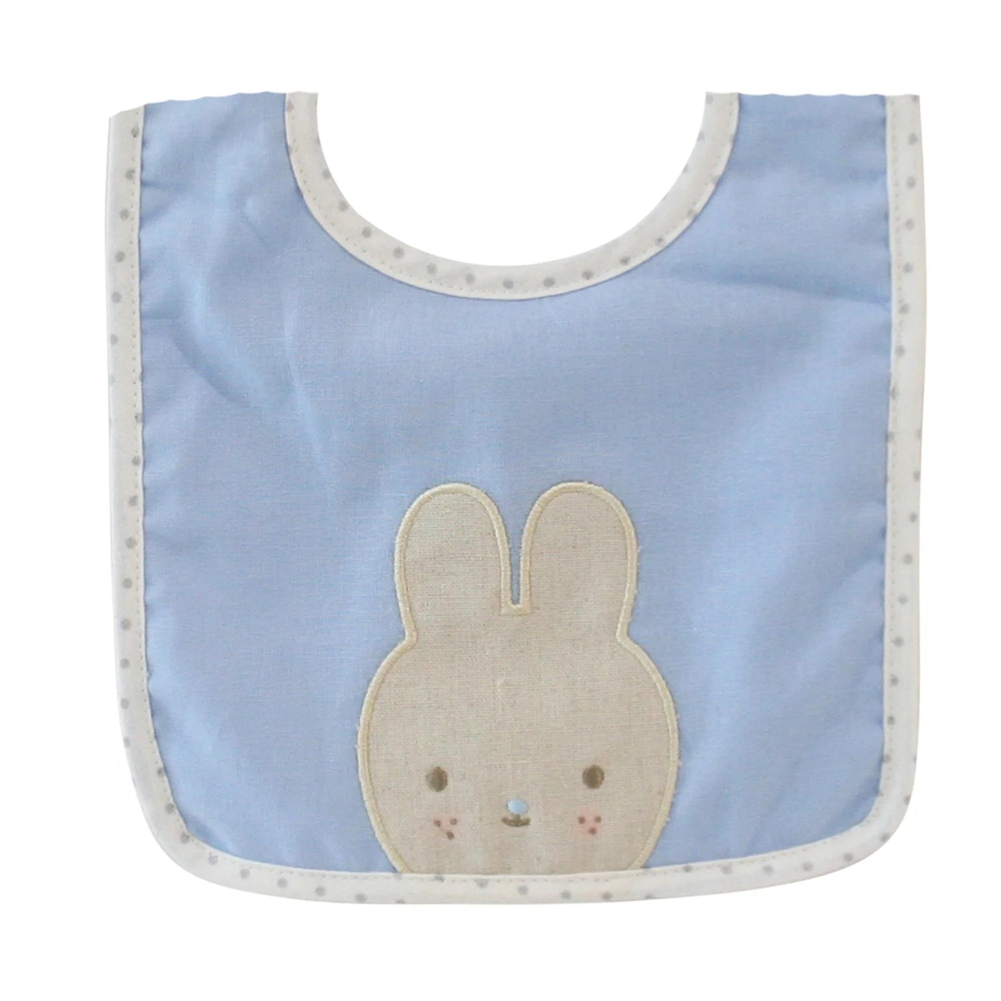 Alimrose Linen Bunny Bib Blue