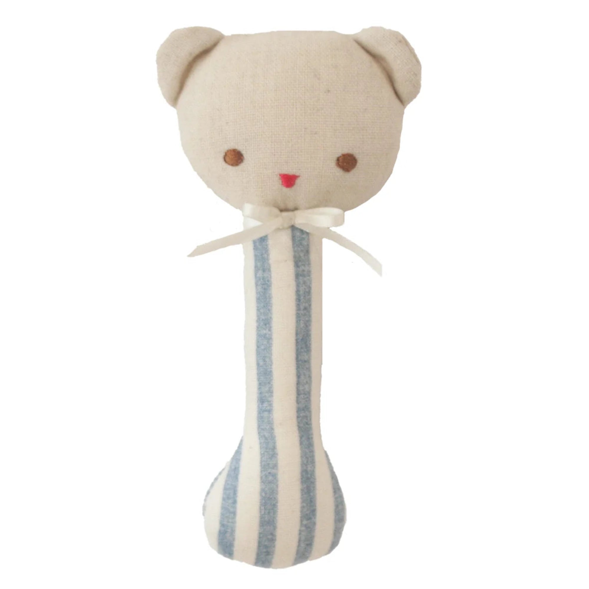 Alimrose Ted Stick Rattle - Chambray Stripe