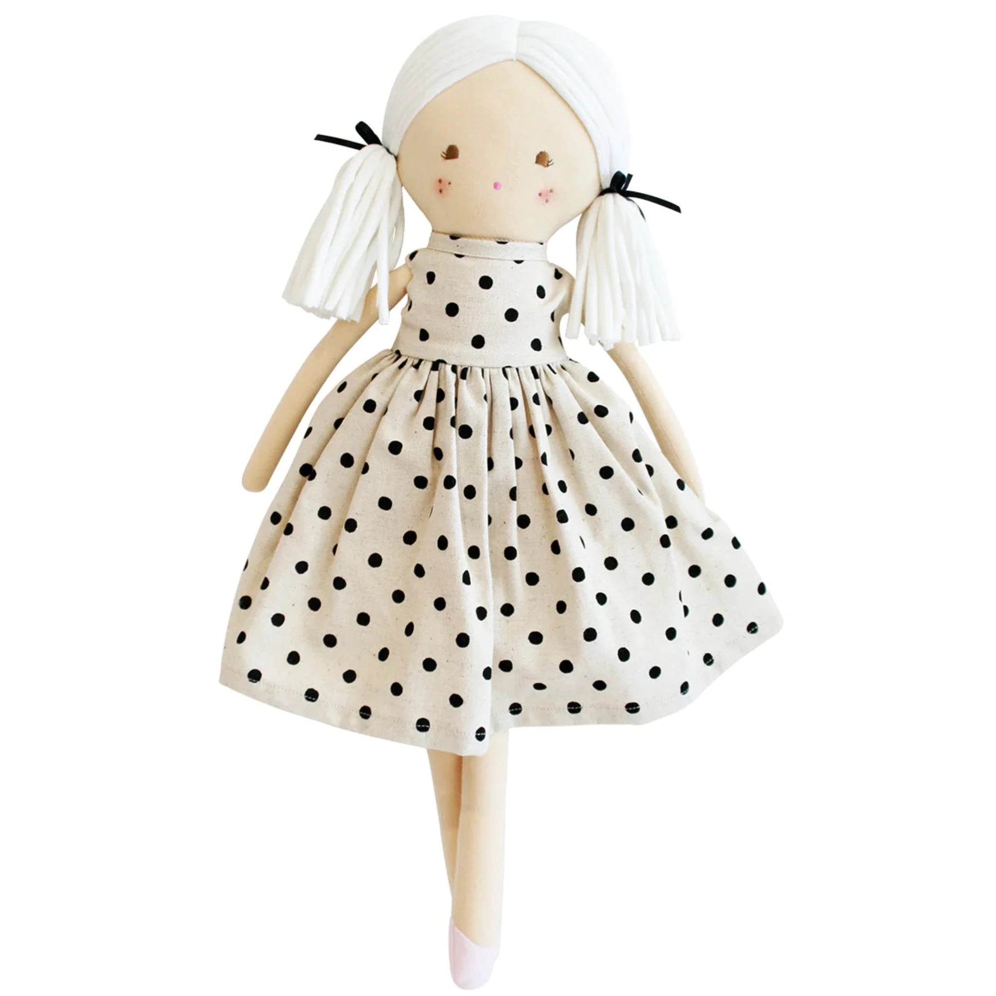 Alimrose Frankie Doll Black Linen Spot -42cm