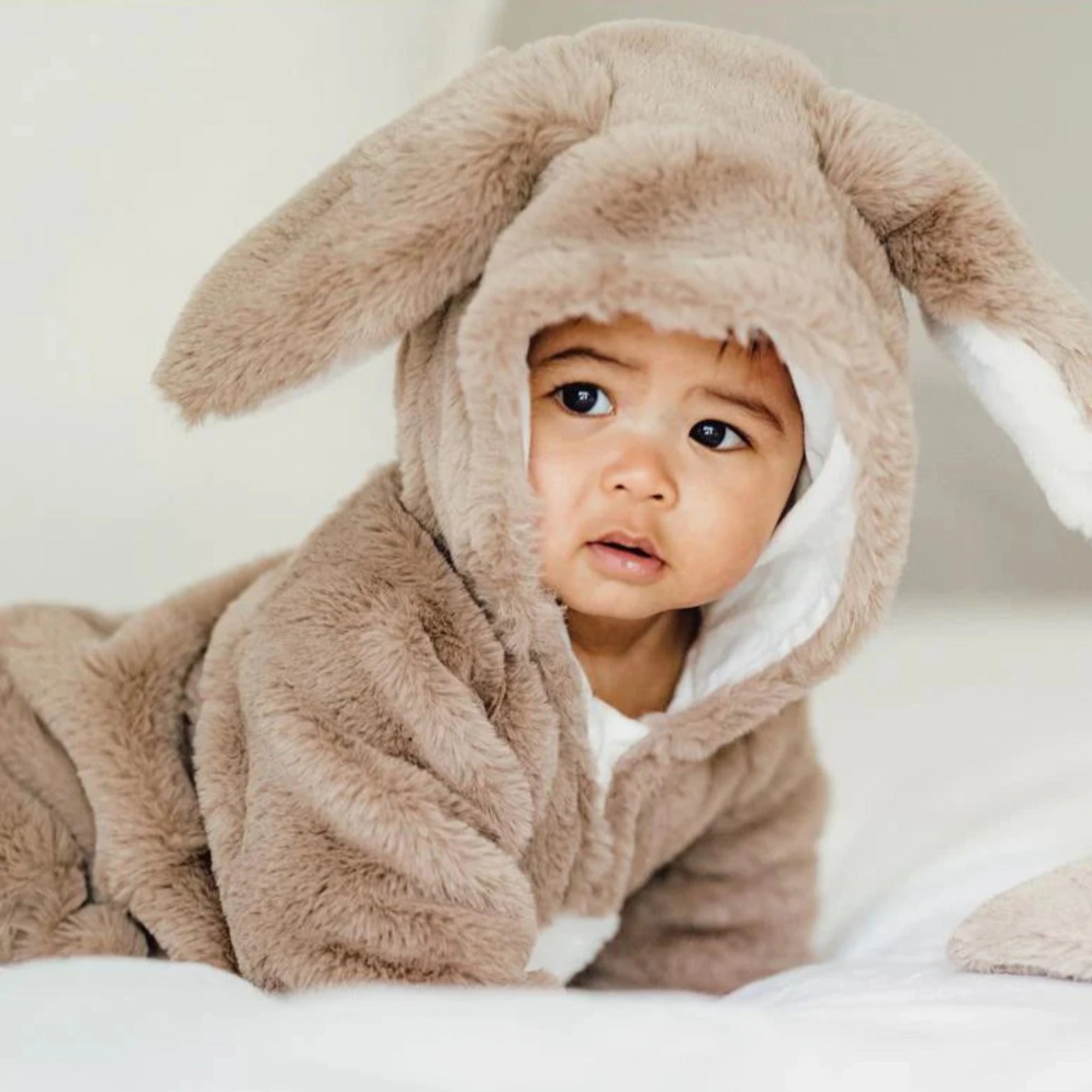 Latte Faux Fur Bunny Onesie - Latte