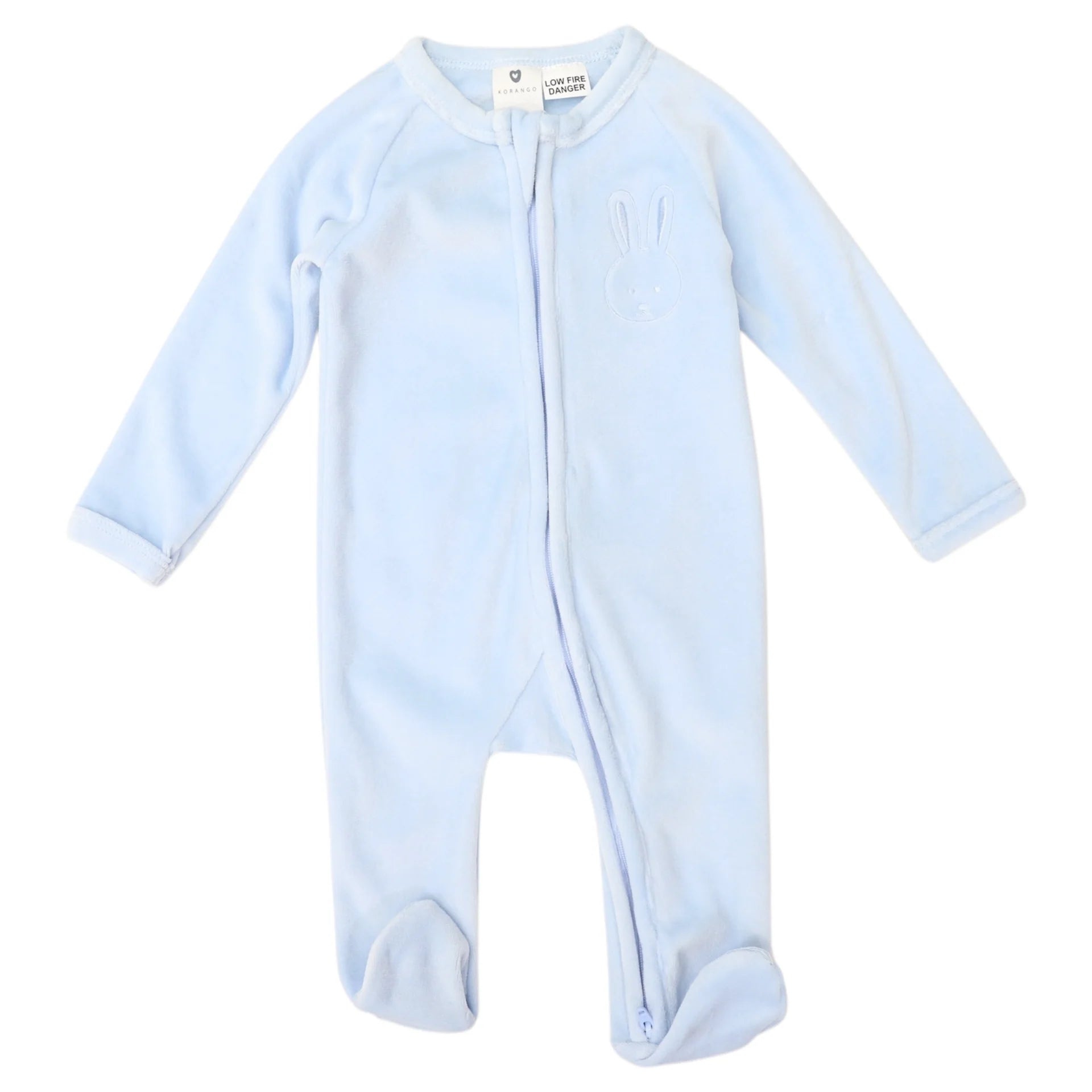 Korango Velour Romper with Bunny Applique Blue