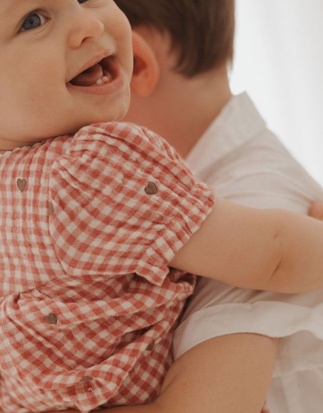 Purebaby Heart Broderie Embroidered Romper