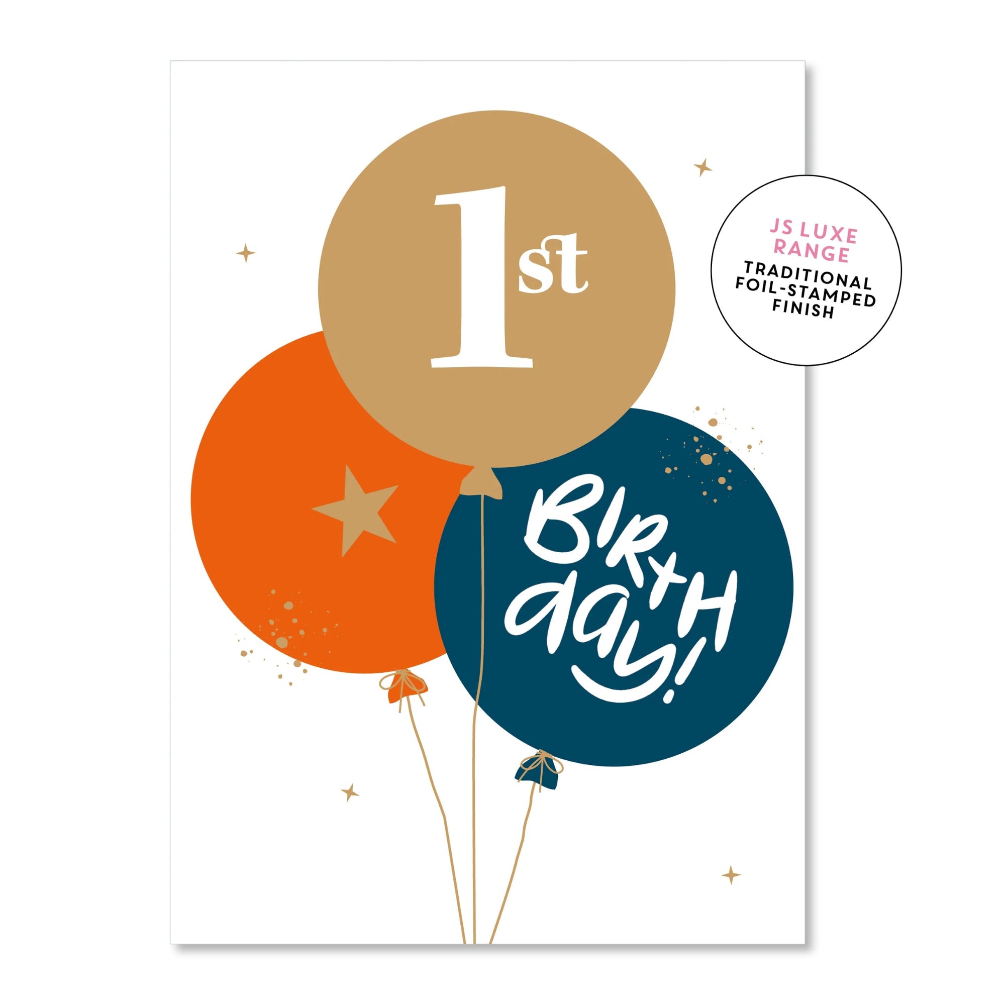 1st Birthday Balloon Card - Blue & Pink