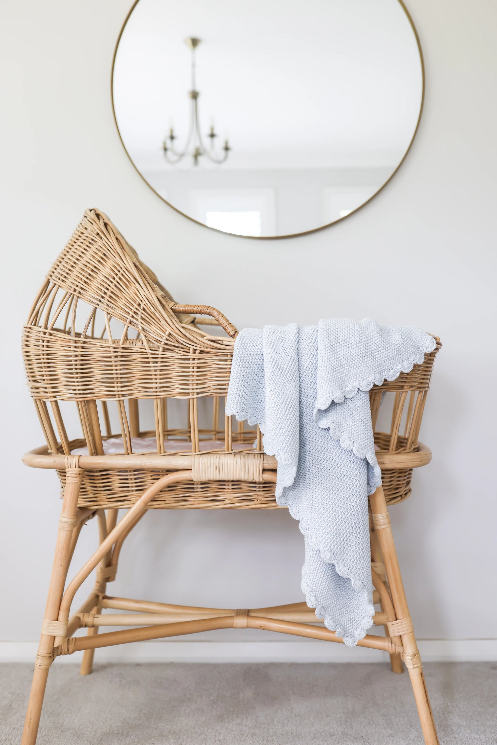 Alimrose Mini Moss Stitch Baby Blanket - Blue