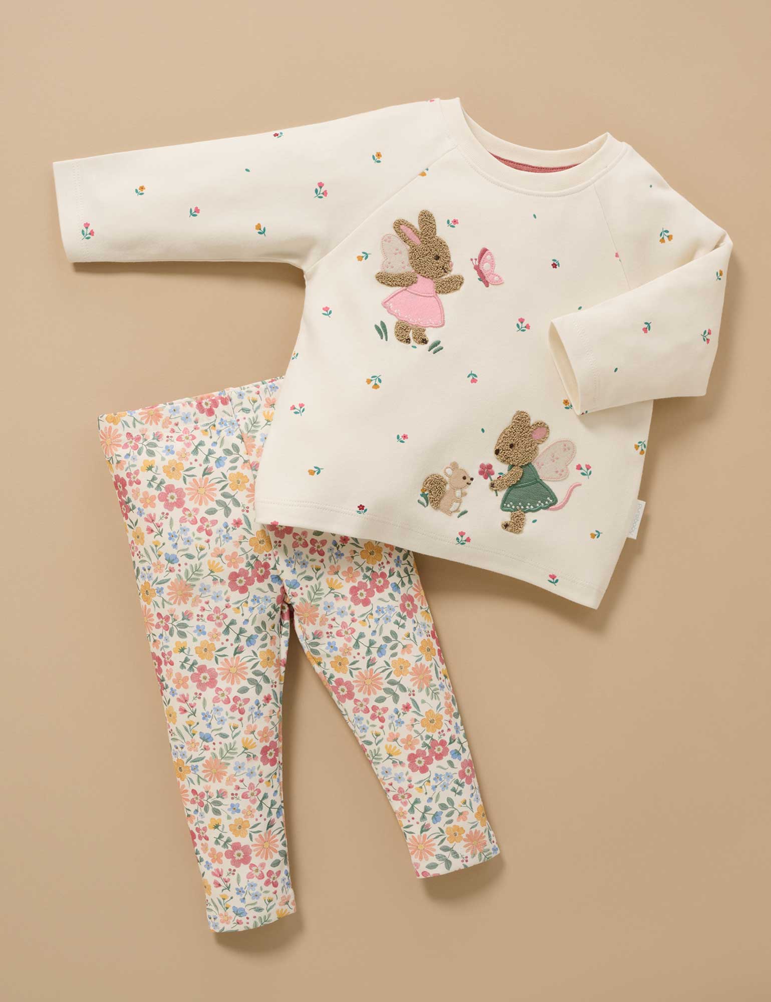 Purebaby Little Fairy Thick Tee - Cloud Sweet Pea Print