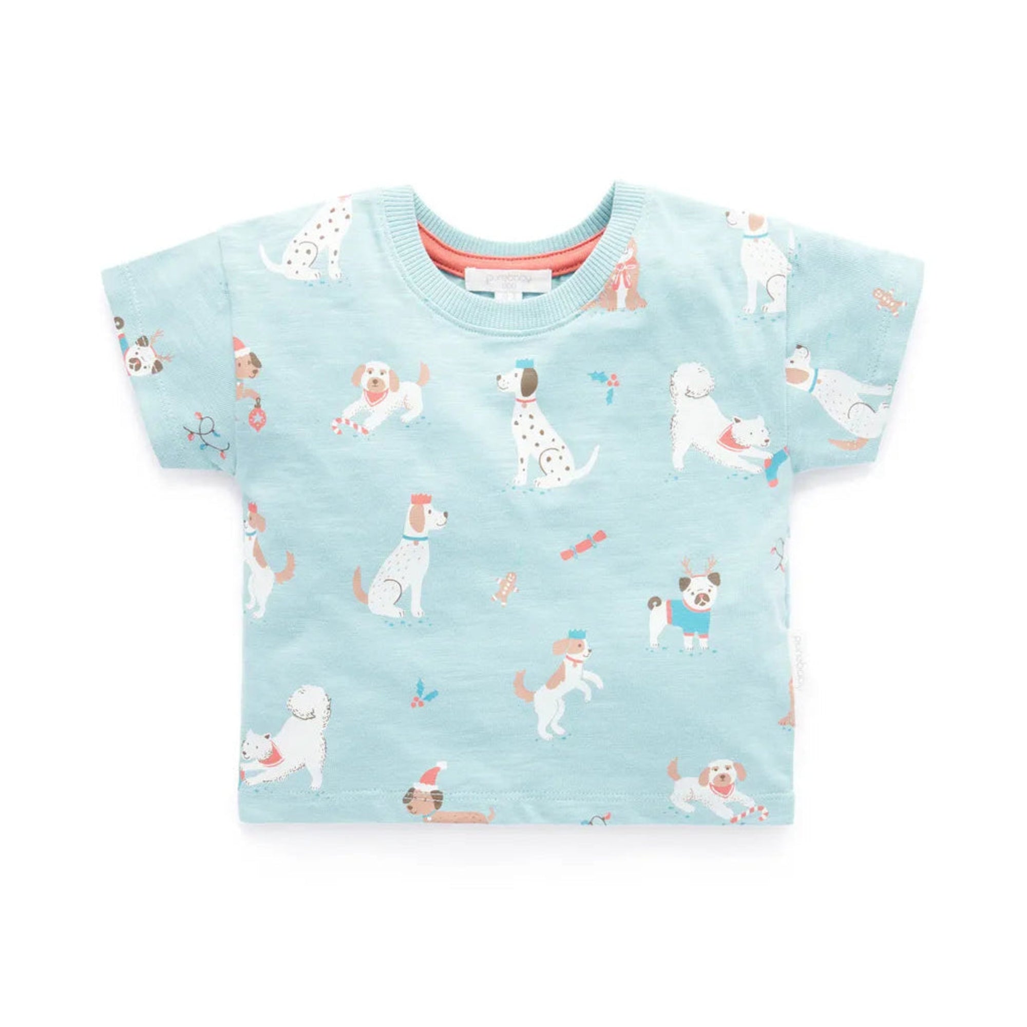 Purebaby Puppy Christmas T Shirt - Puppy Christmas Print