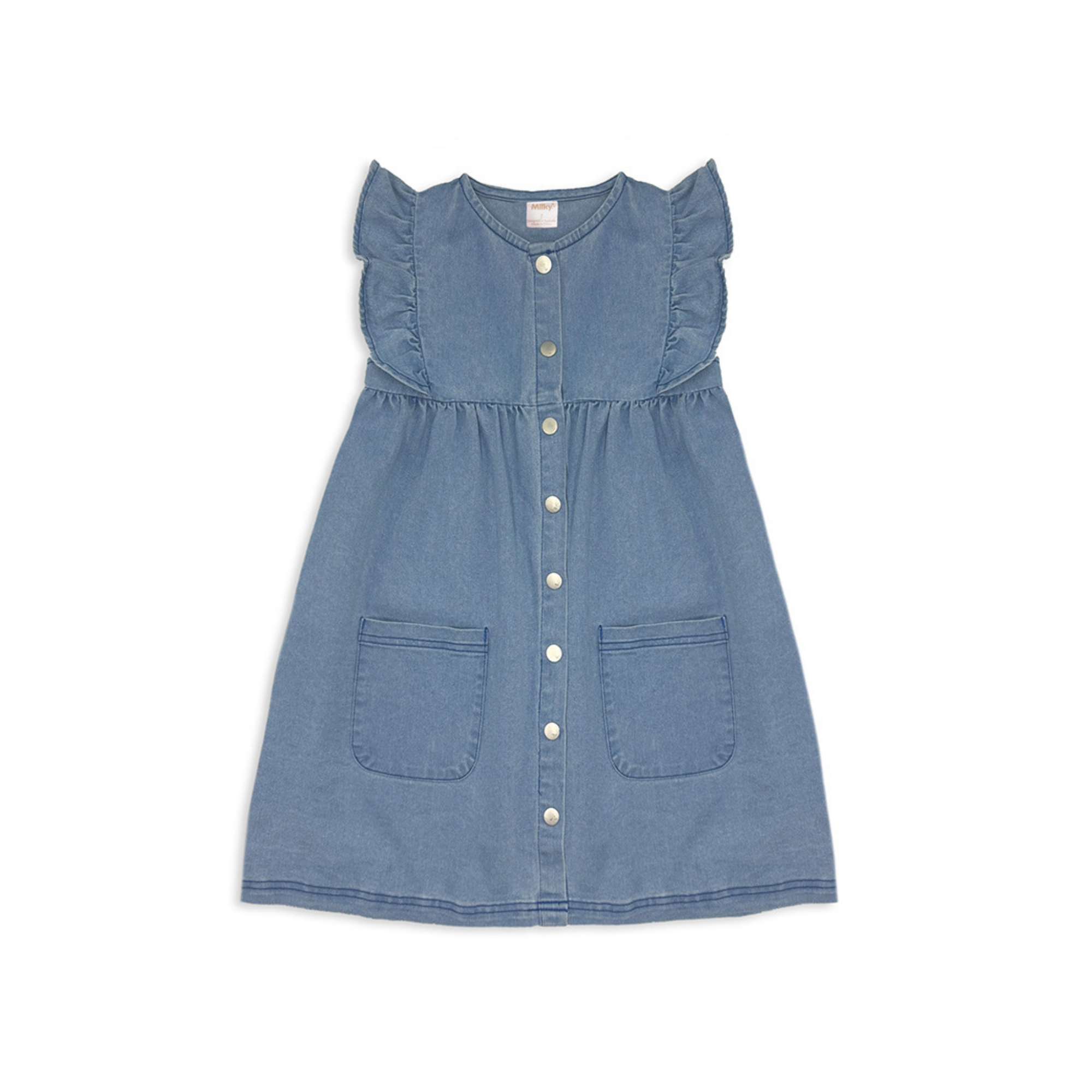 Milky Denim Frill Dress