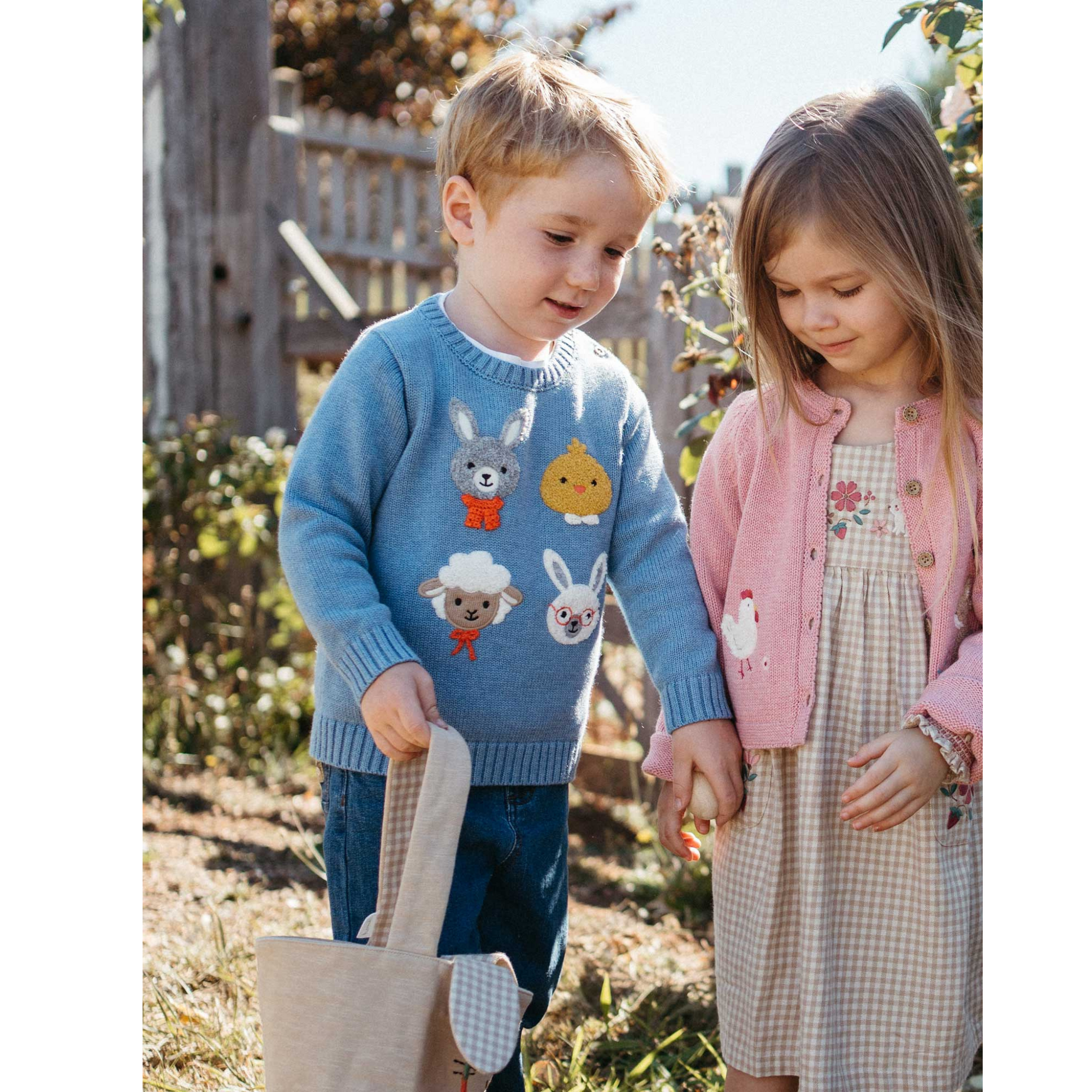 Purebaby Bunny Friends Jumper - Bluestone Melange