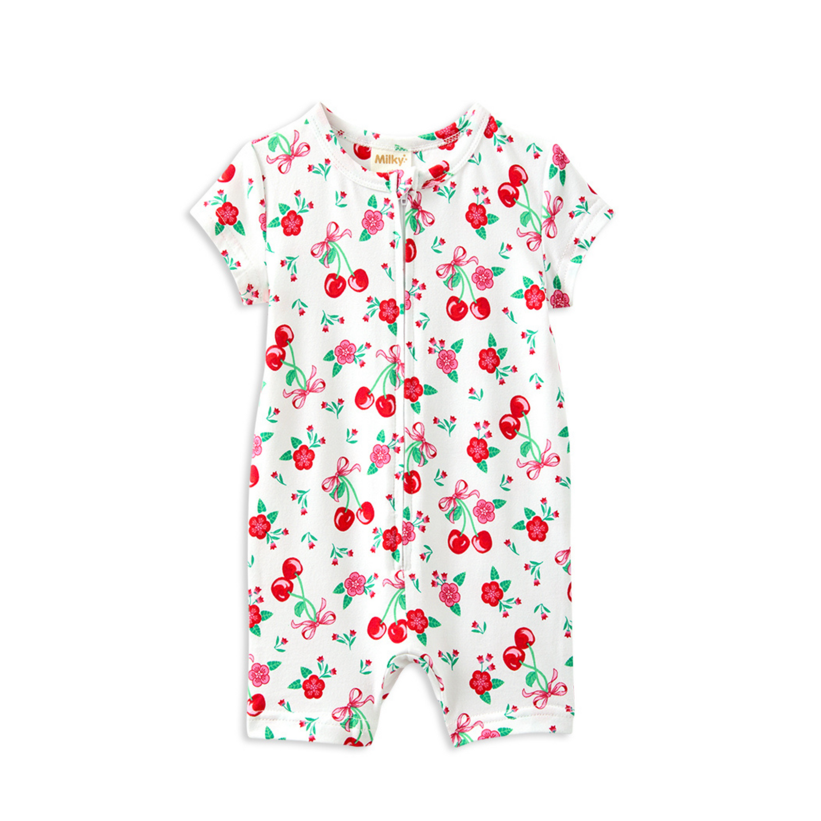 Milky Sweet Cherry Zip Romper
