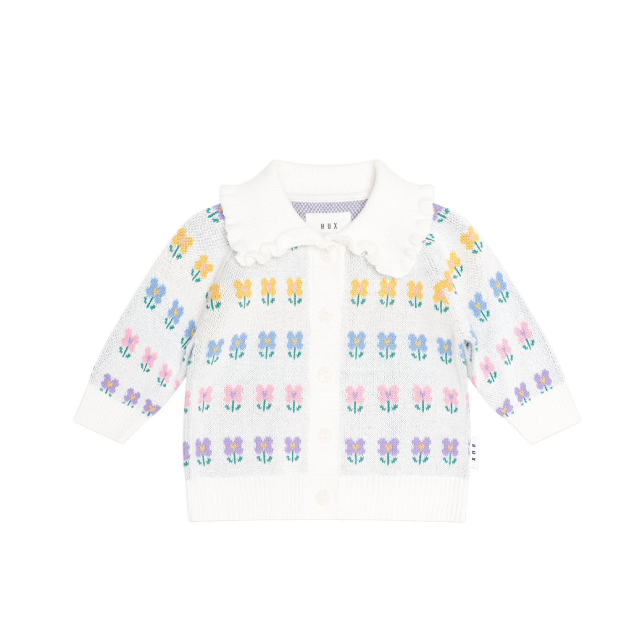 Huxbaby Flower Fields Collar Cardi - Multi Cream