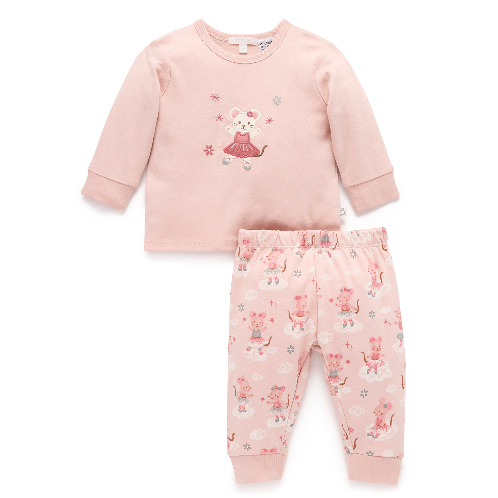 Purebaby Thick PJ Set - Ballet Dreams Print
