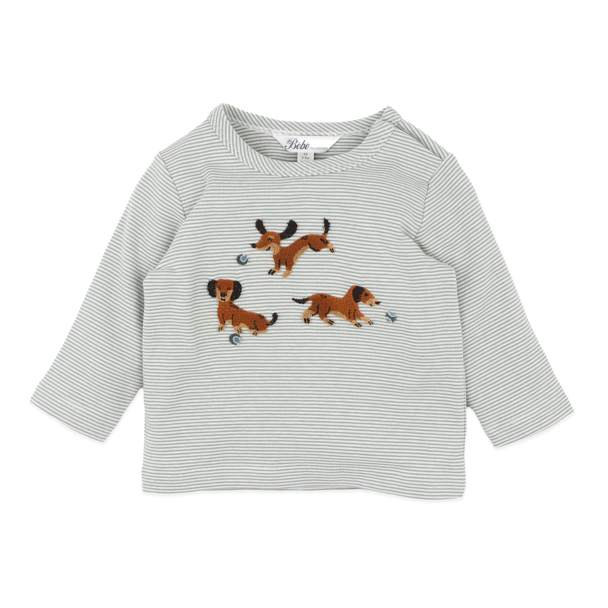 Bebe Otto Dogs Organic Long Sleeve Tee - Otto Stripe
