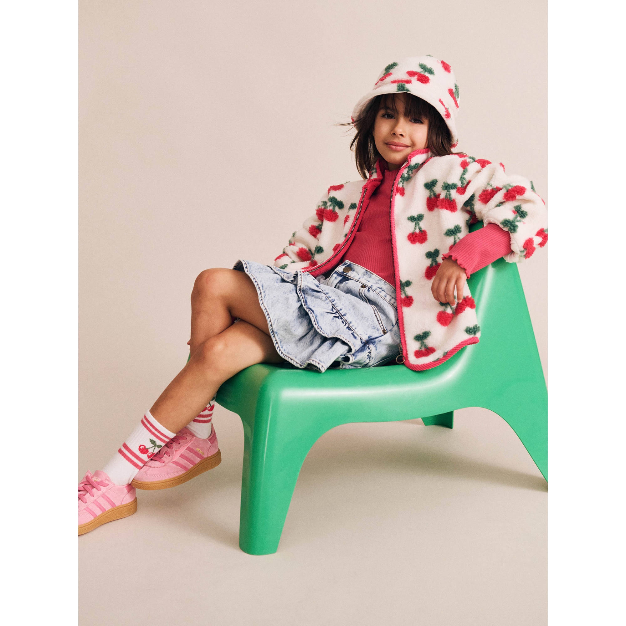 Huxbaby Very Cherry Sherpa Jacket - Cherry/Ecru