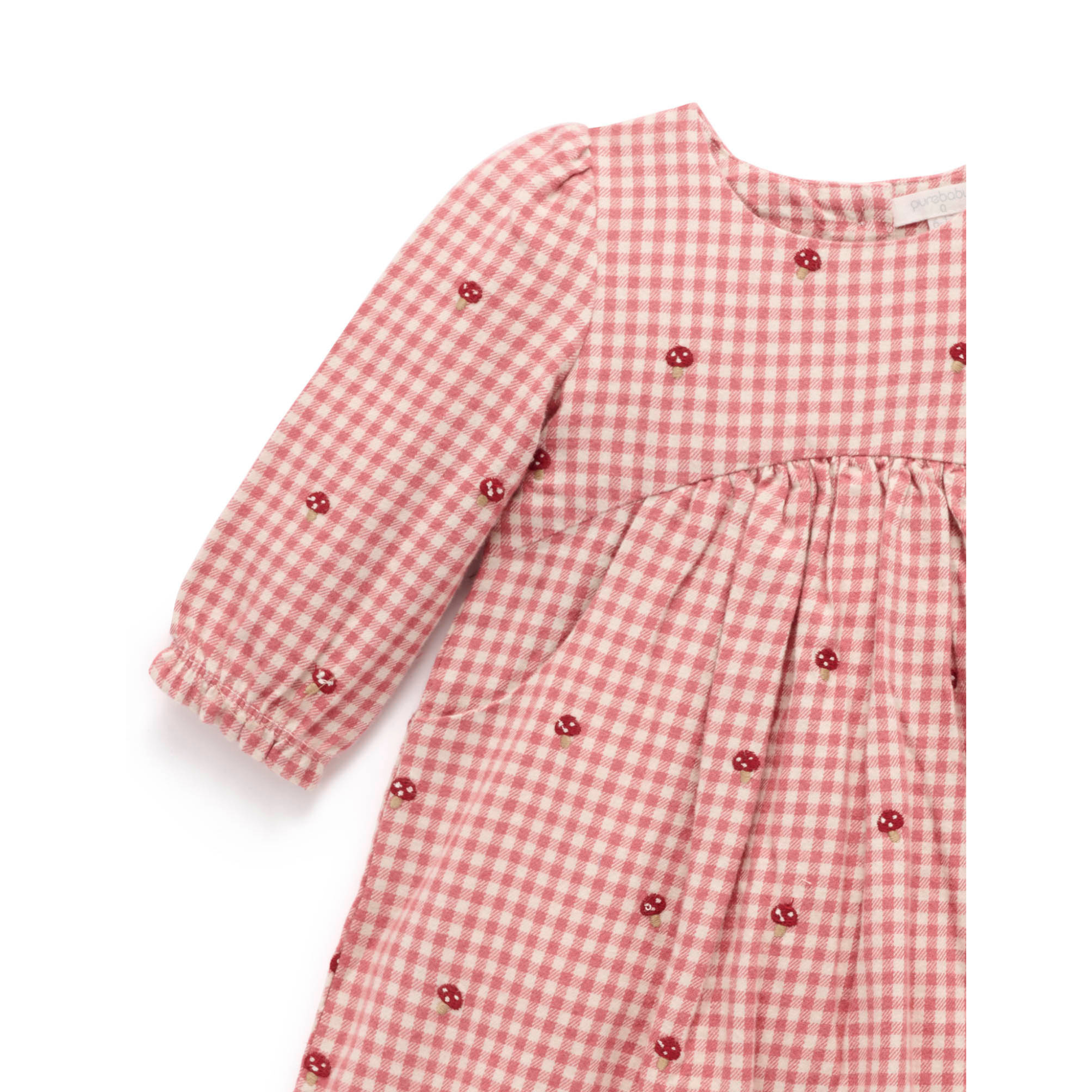 Purebaby Gingham Broidery Dress - Gingham Toadstool Broderie
