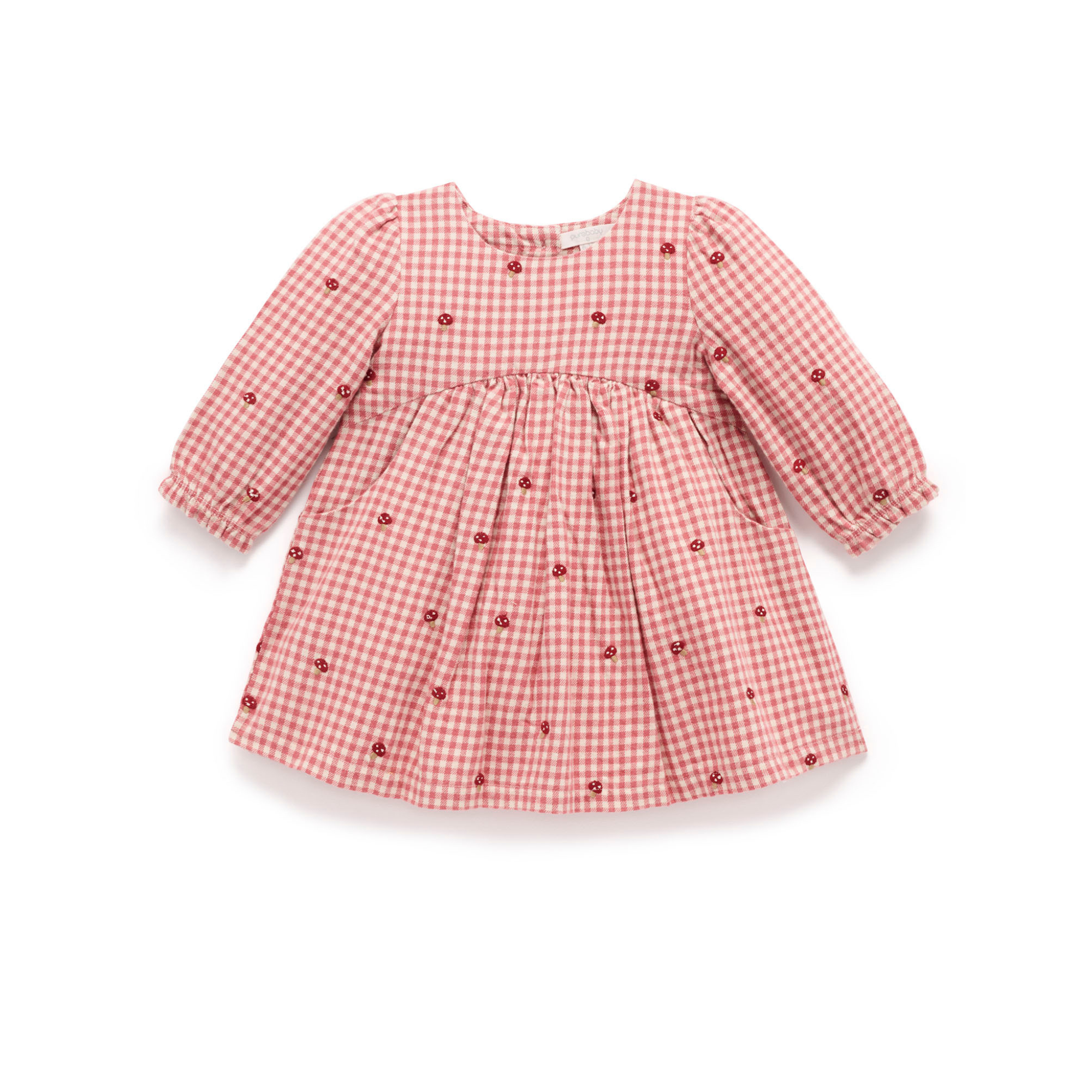 Purebaby Gingham Broidery Dress - Gingham Toadstool Broderie