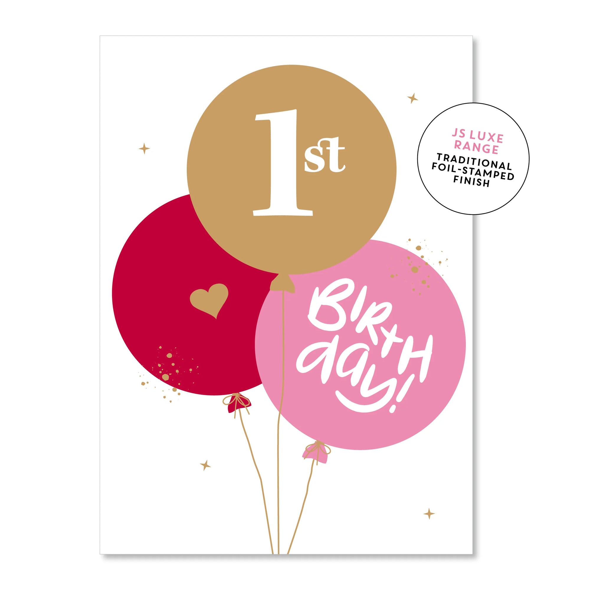 1st Birthday Balloon Card - Blue & Pink