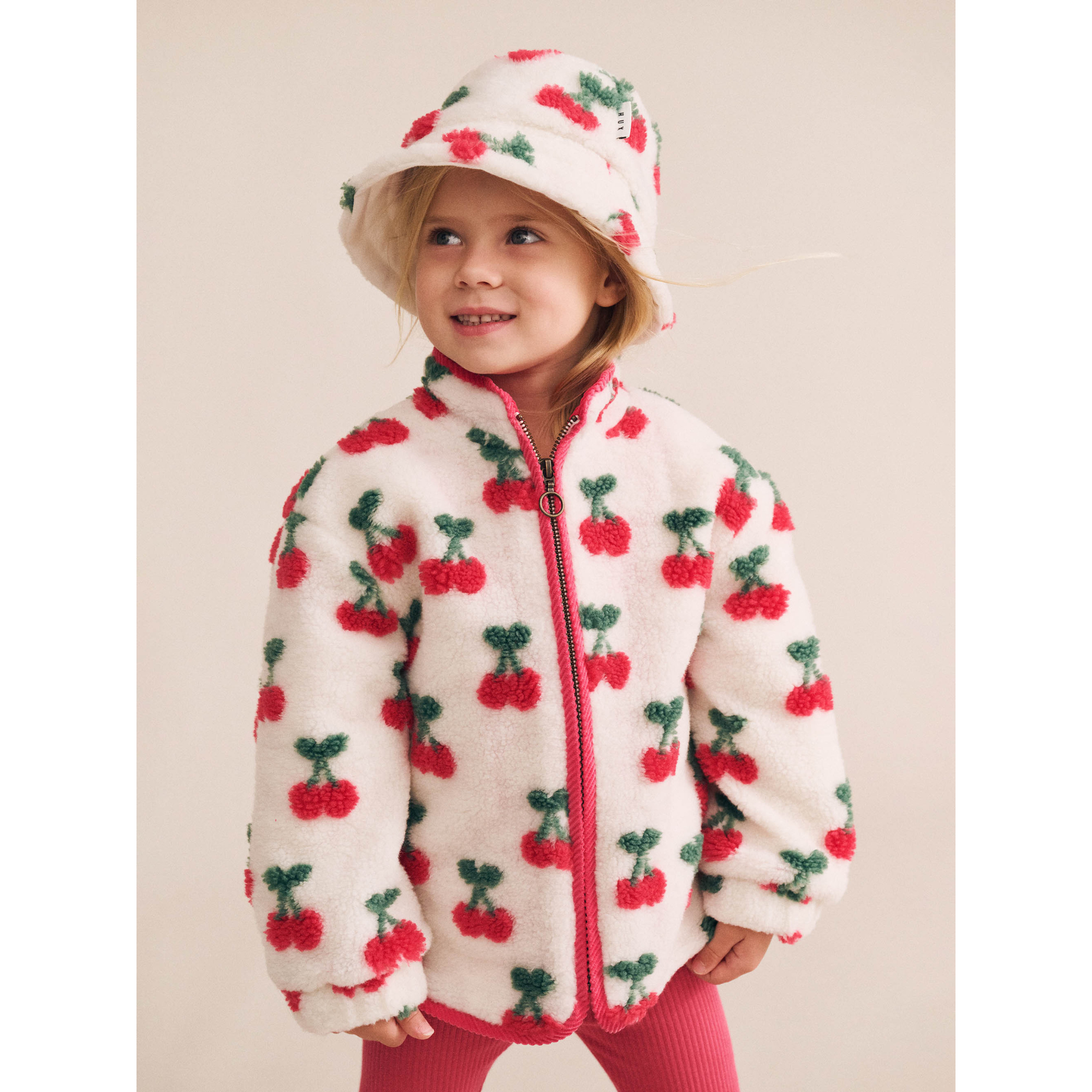 Huxbaby Very Cherry Sherpa Jacket - Cherry/Ecru