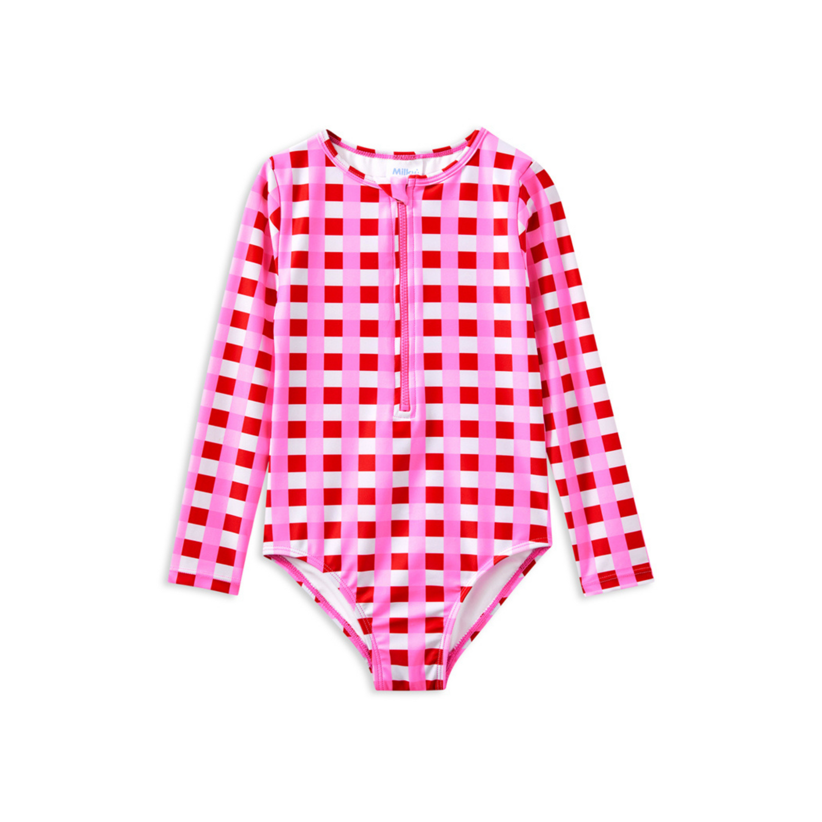 Milky Lollipop Check Long Sleeve Swimsuit
