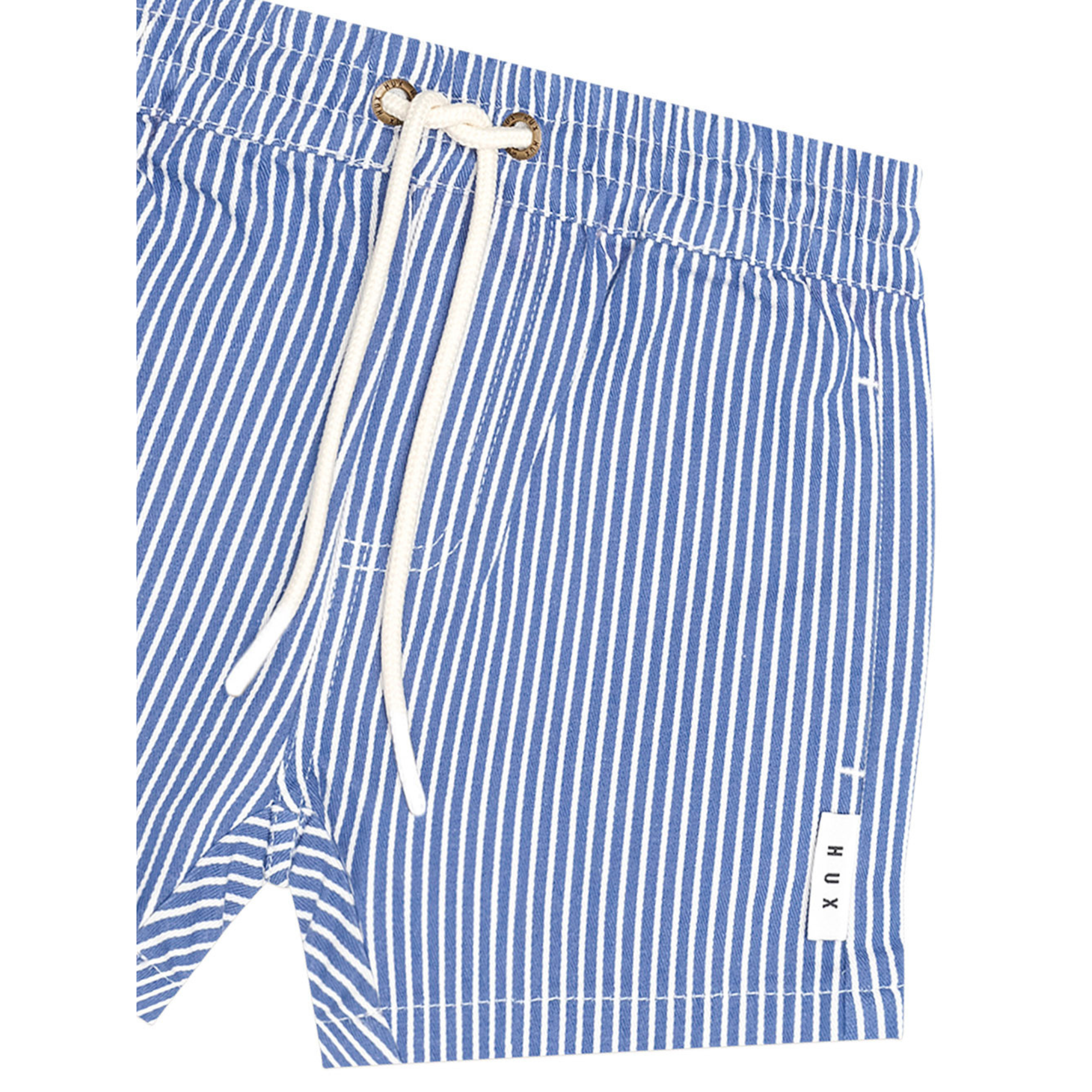 Huxbaby Cobalt Stripe Drawcord Short - Cobalt Almond Milk Stripe