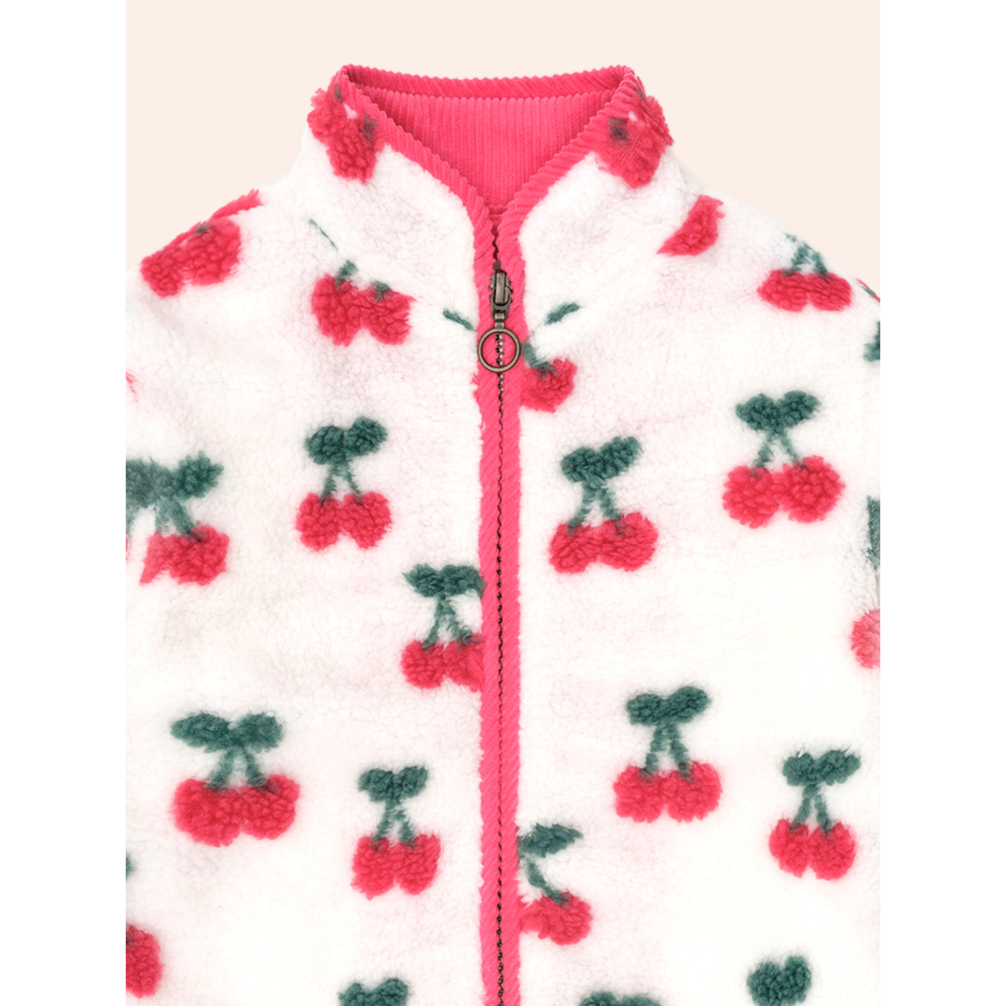 Huxbaby Very Cherry Sherpa Jacket - Cherry/Ecru