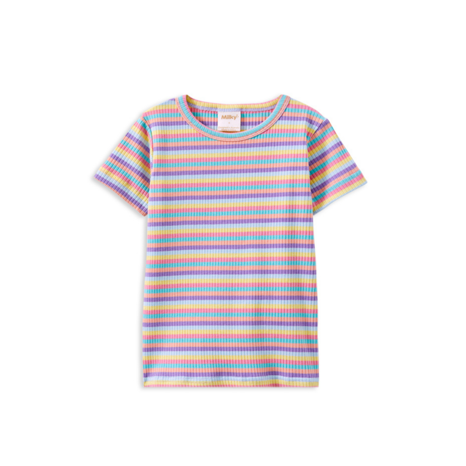 Milky Multi Stripe Rib Tee