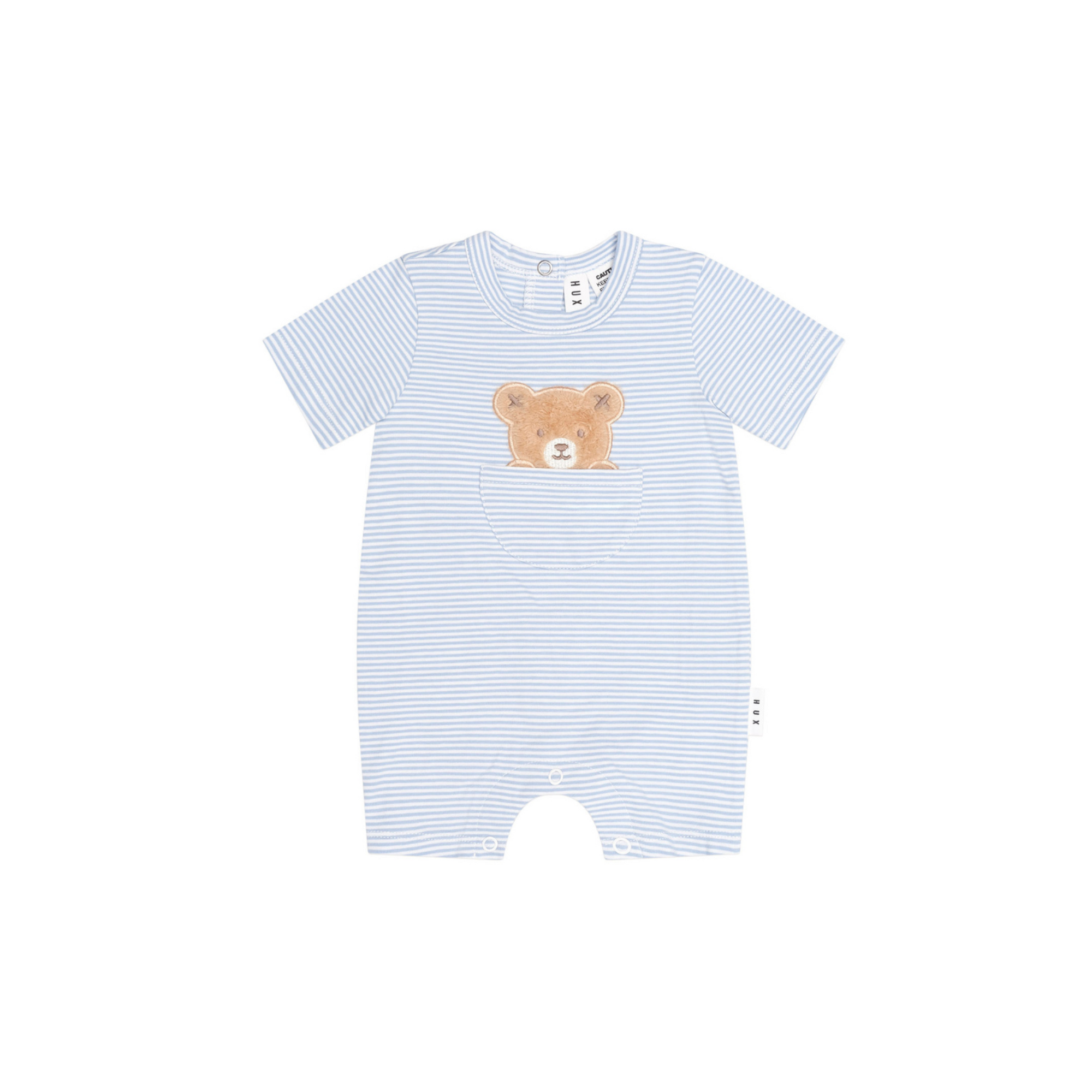 Huxbaby Peekaboo Hux Stripe Bodysuit - Baby Blue/Almond Milk