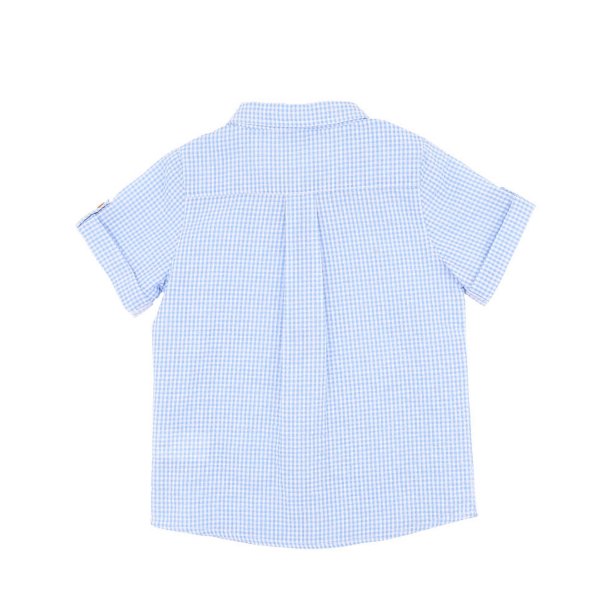 Bebe Roman Blue Check Ss Shirt - Blue Check