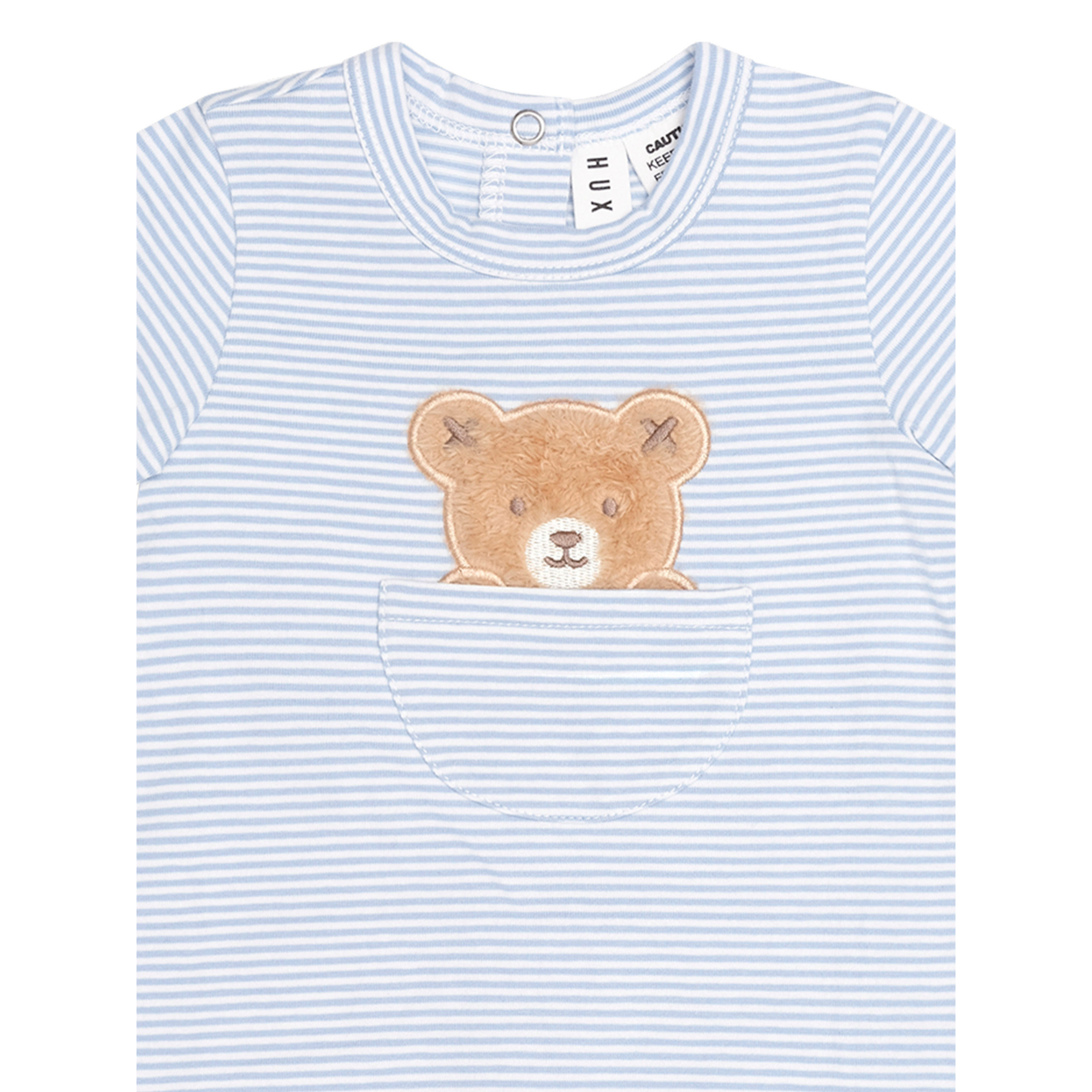 Huxbaby Peekaboo Hux Stripe Bodysuit - Baby Blue/Almond Milk