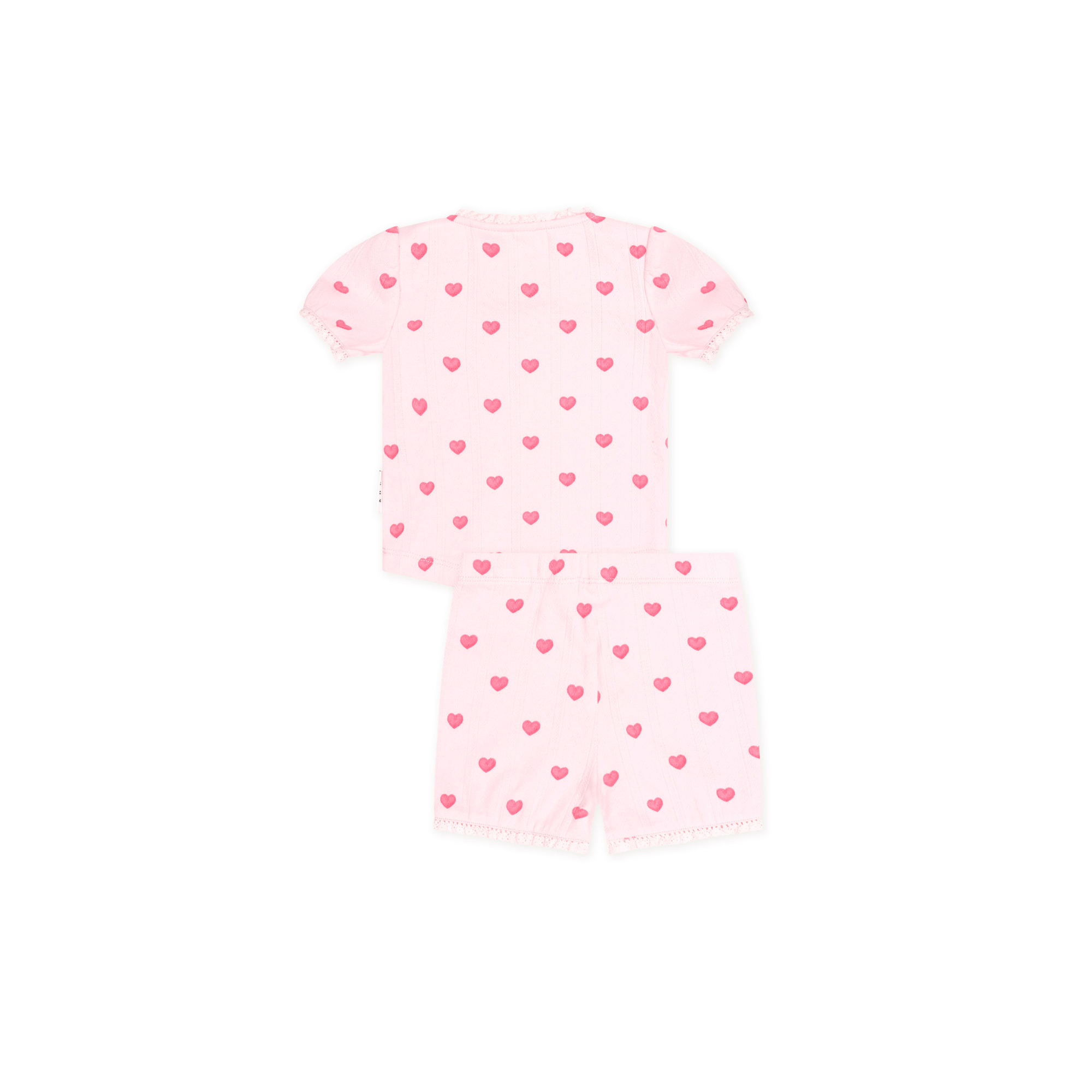 Huxbaby I Heart You Pointelle Puff Slv Pjs - Baby Pink