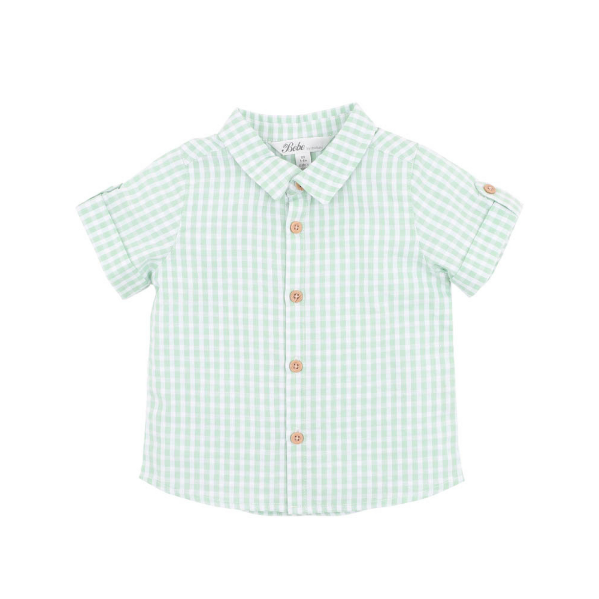 Bebe Roman Green Check Ss Shirt - Green Check
