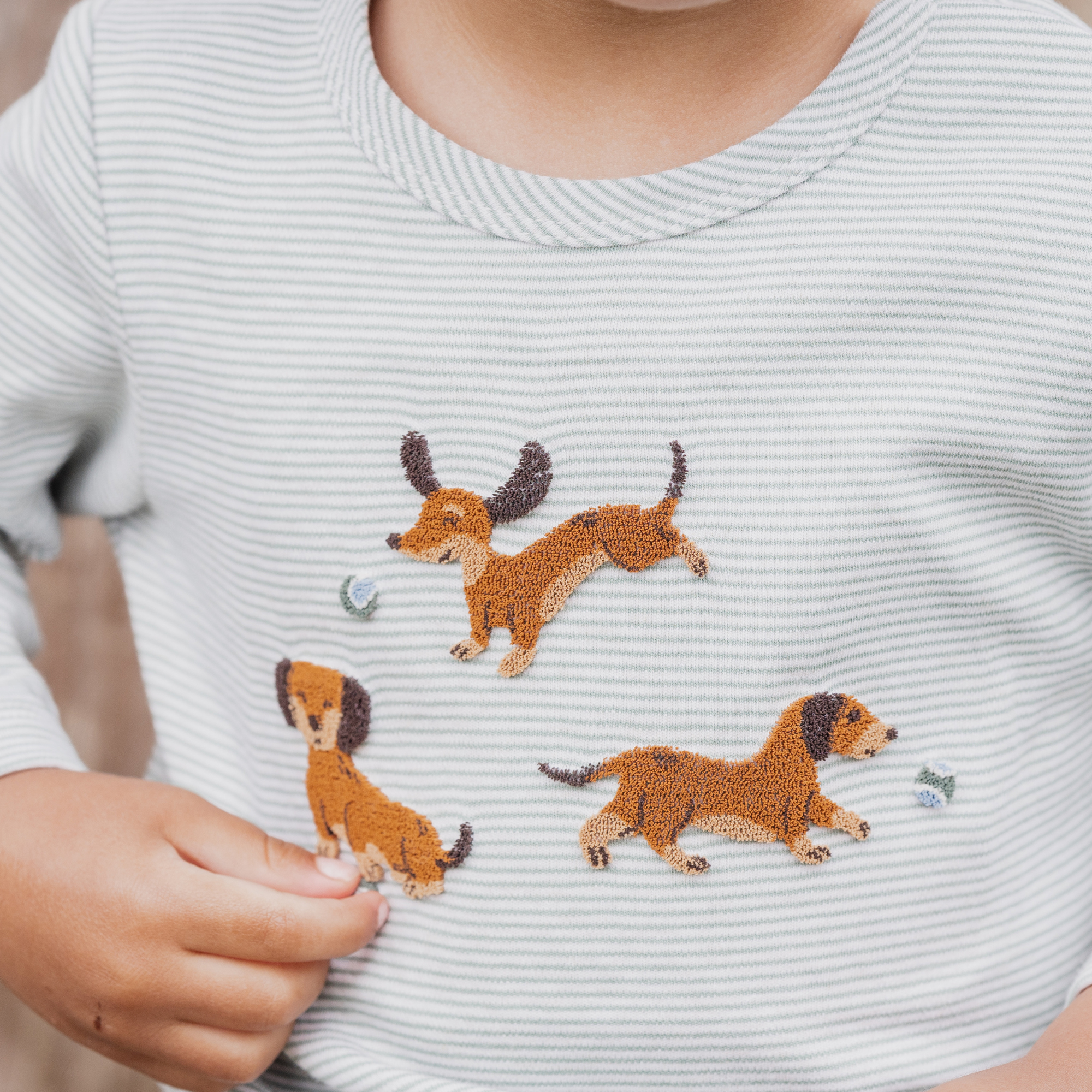 Bebe Otto Dogs Organic Long Sleeve Tee - Otto Stripe
