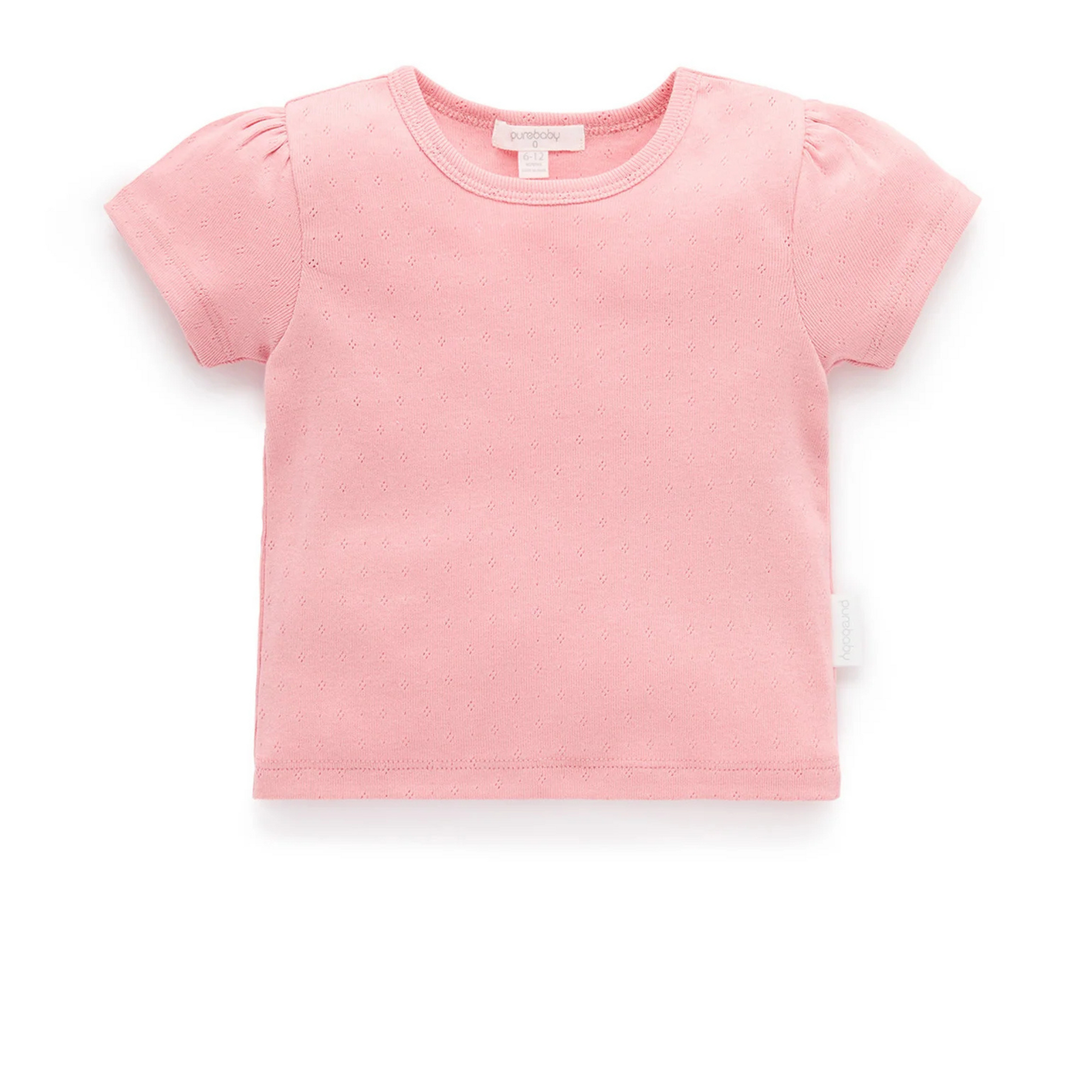 Purebaby Pointelle Short Sleeve Tee - Papaya