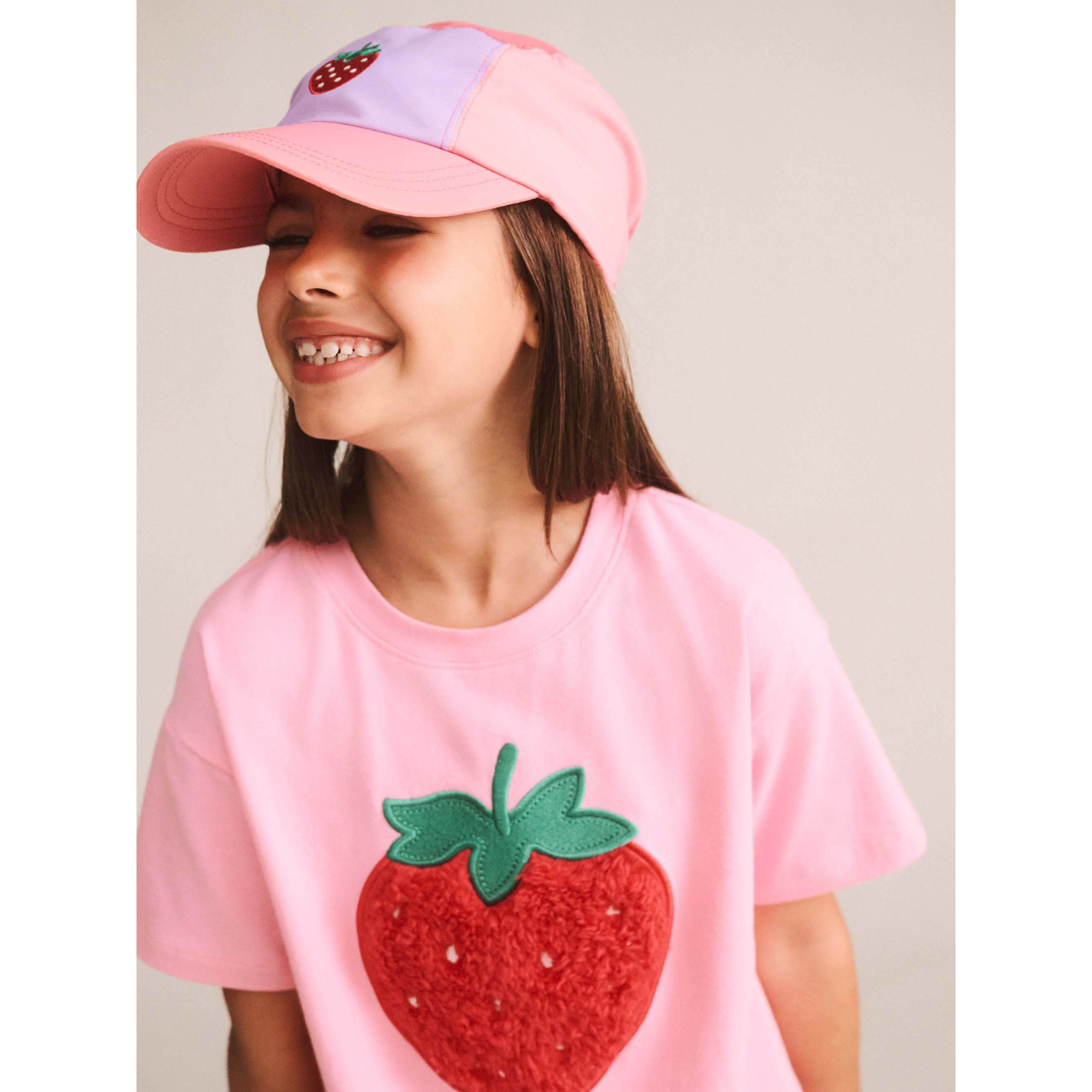 Huxbaby Furry Strawberry Slouchy Tee - Strawberry Crème