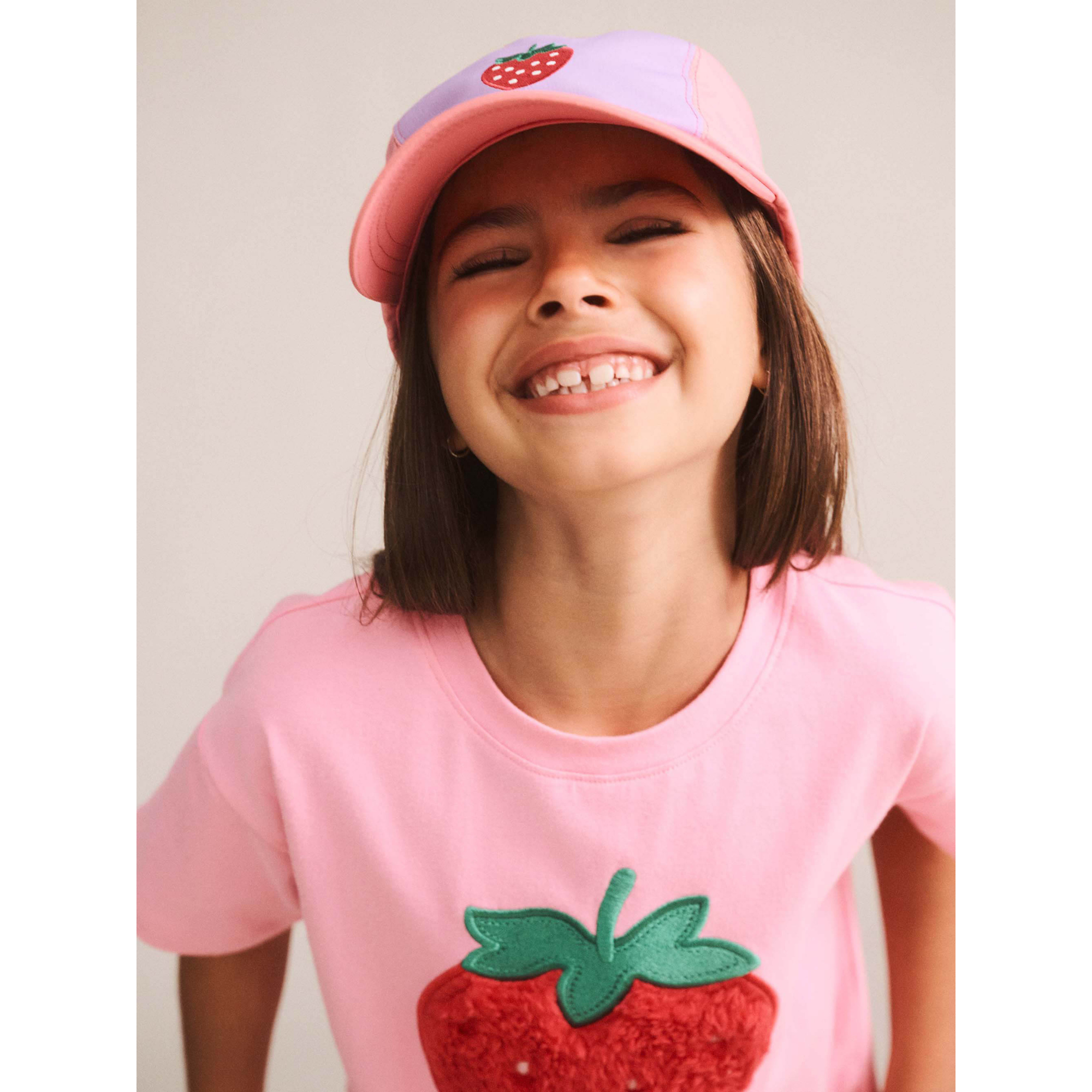 Huxbaby Furry Strawberry Slouchy Tee - Strawberry Crème