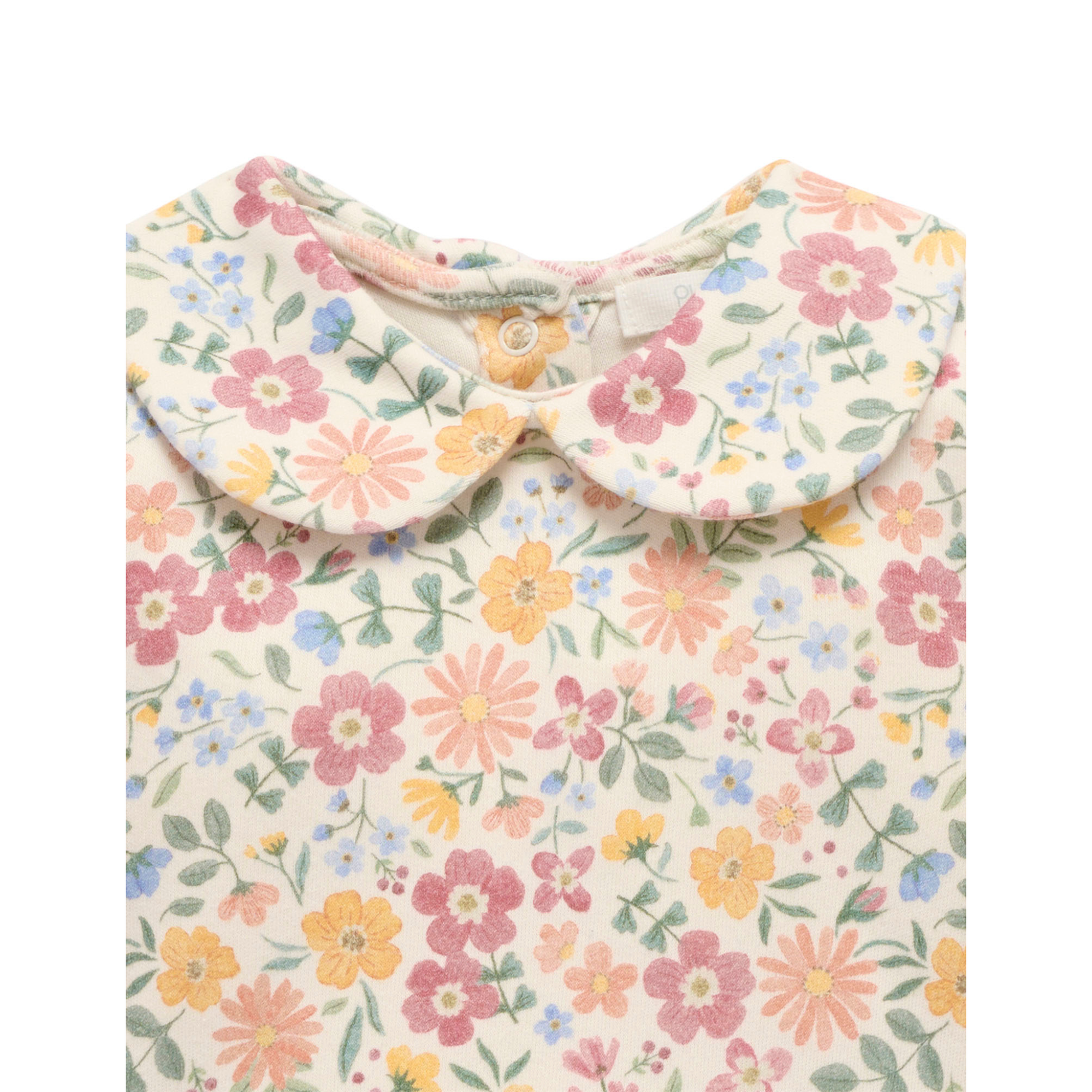 Purebaby Thick Bodysuit with Collar - Wild Flower Print