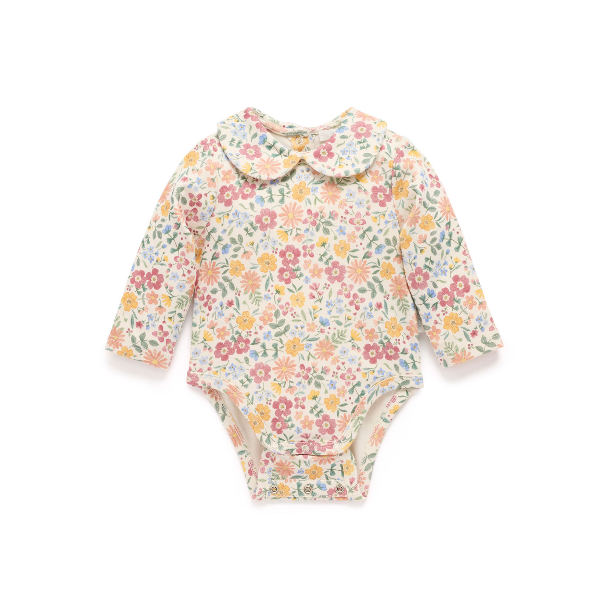 Purebaby Thick Bodysuit with Collar - Wild Flower Print