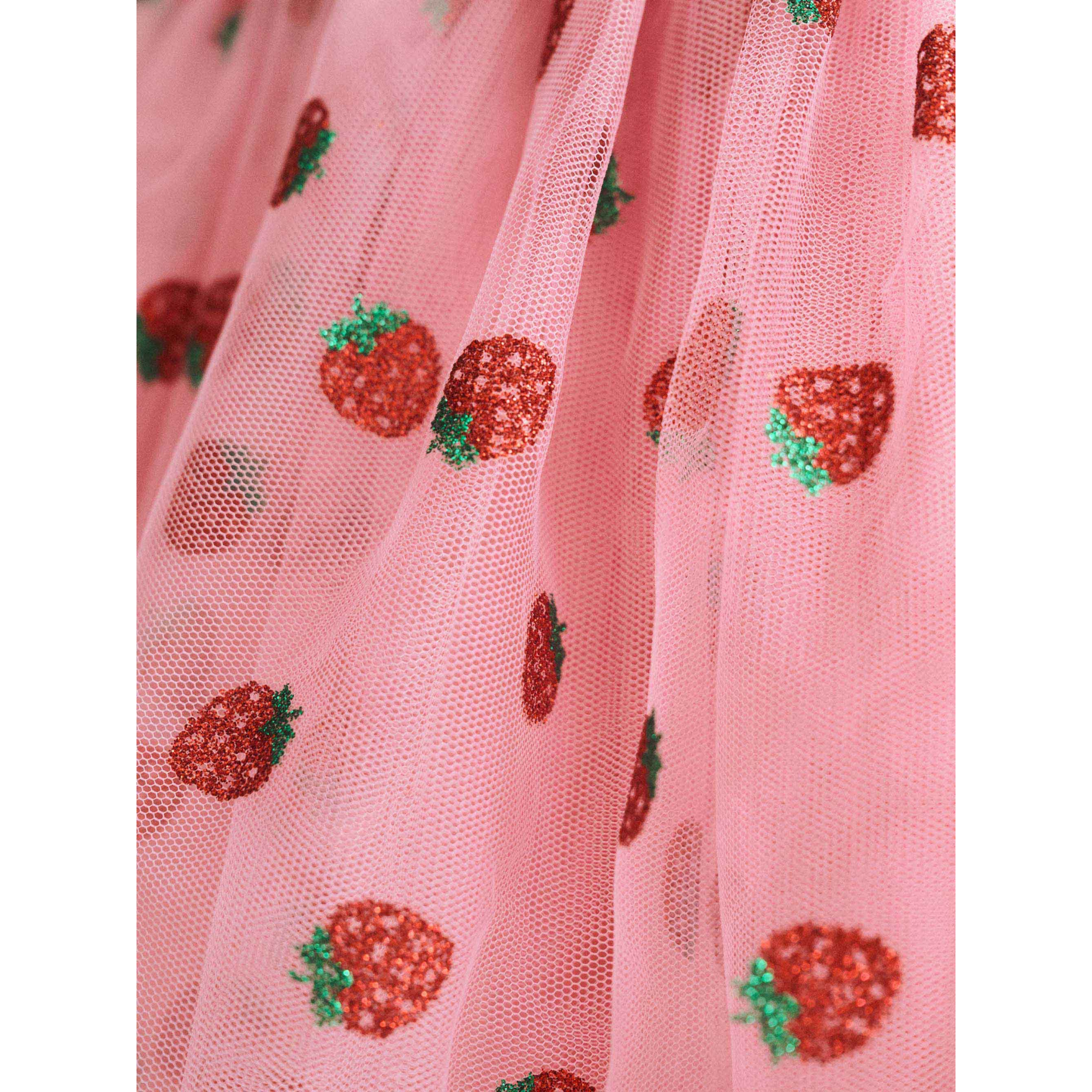 Huxbaby Strawberry Emb S/Slv Tulle Dress - Strawberry Crème