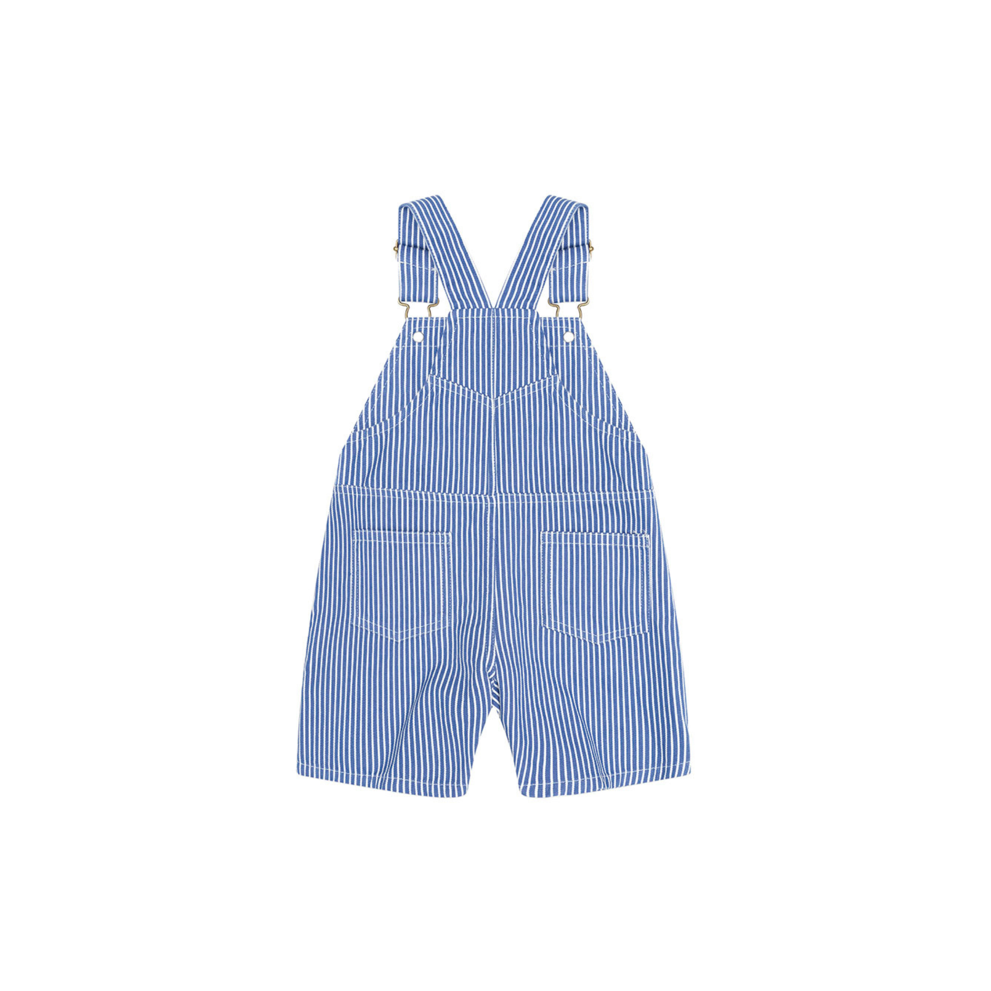 Huxbaby Cobalt Stripe Carpenter Shortall - Cobalt/ Almond Milk Stripe