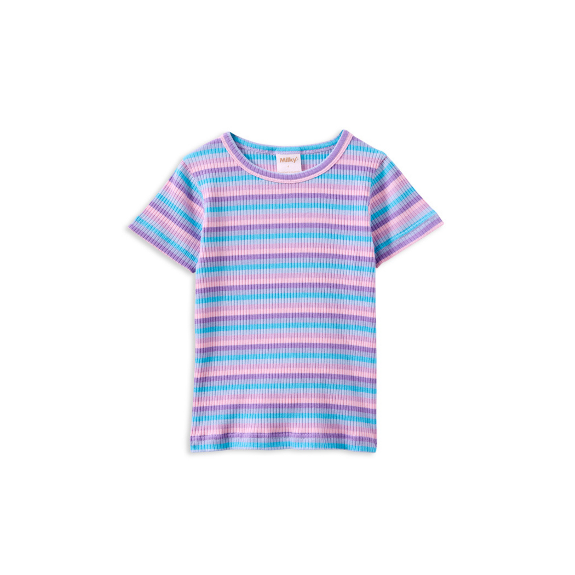 Milky Lilac Stripe Rib Tee