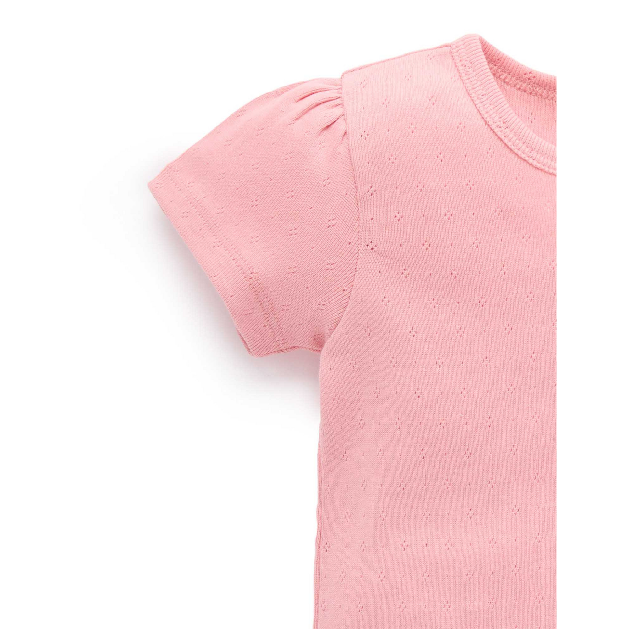Purebaby Pointelle Short Sleeve Tee - Papaya
