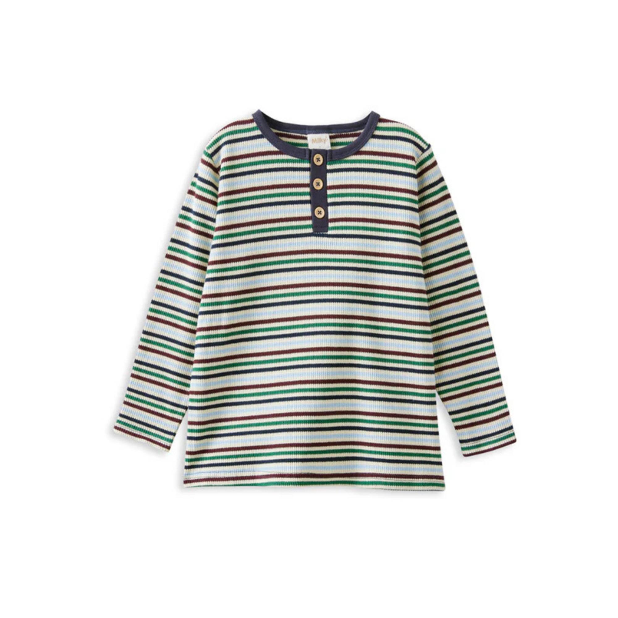 Milky Heritage Waffle Henley - Stripe