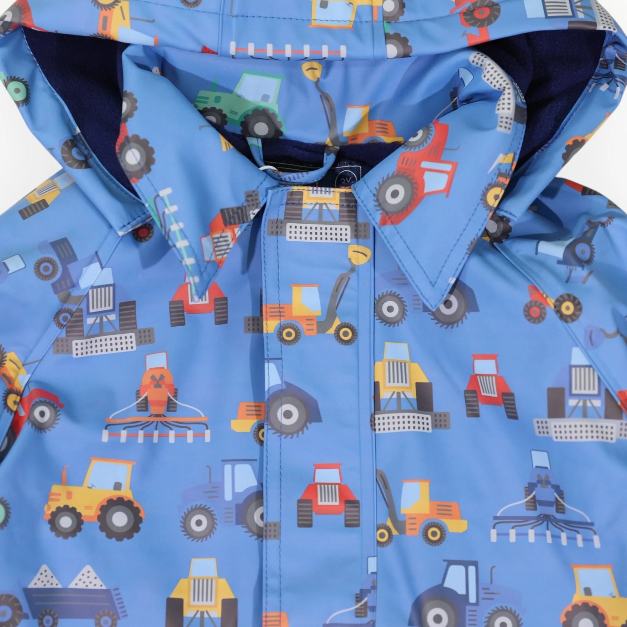 Korango Farm Machine Print Raincoat - Blue