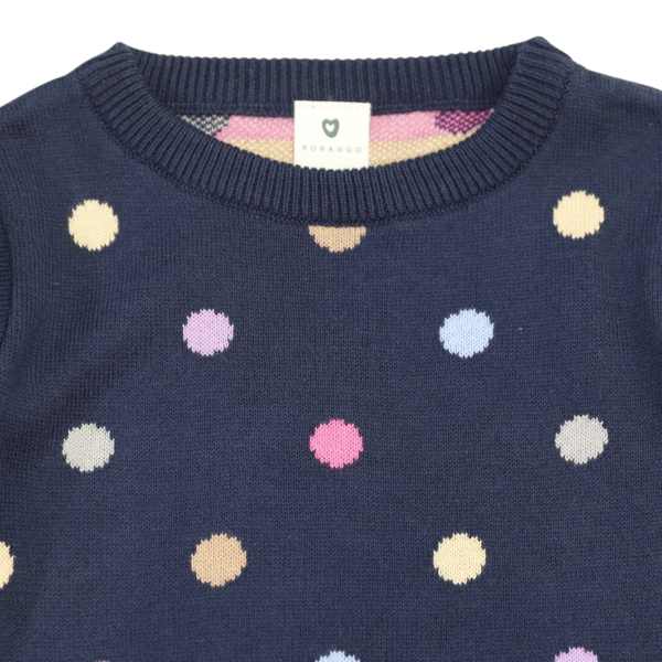 Korango Polkadot Sweater - Navy