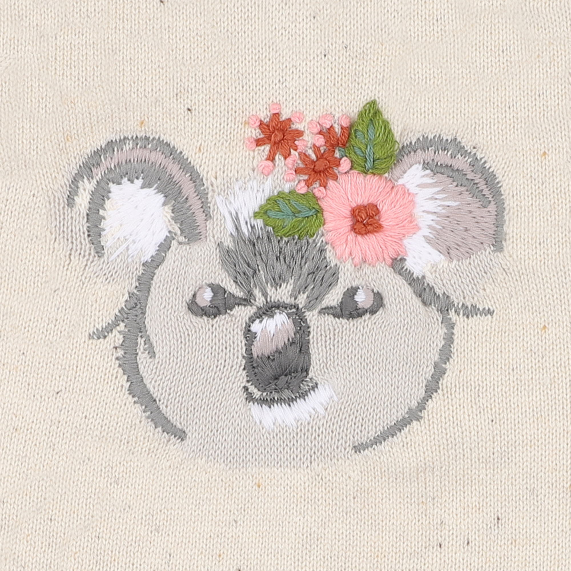 Bebe Charlie koala organic knitted romper - Cream Speckle