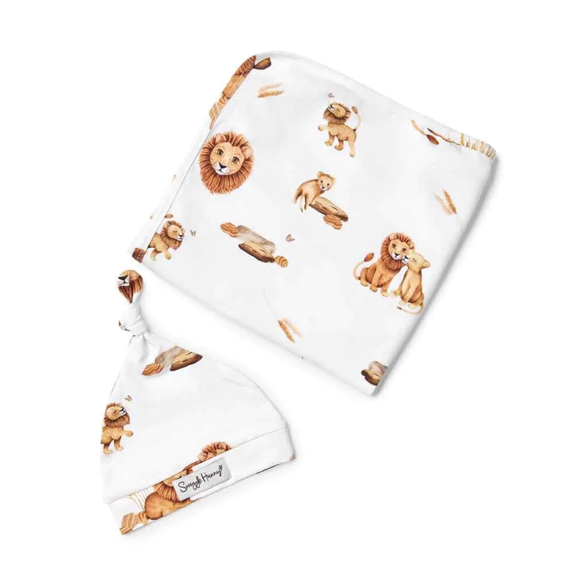LION - Snuggle Hunny Jersey Wrap & Beanie Set