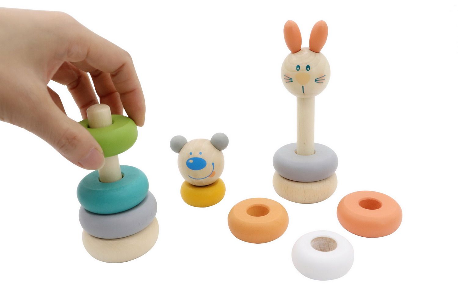 Wooden Bunny & Bear Stacking Toy