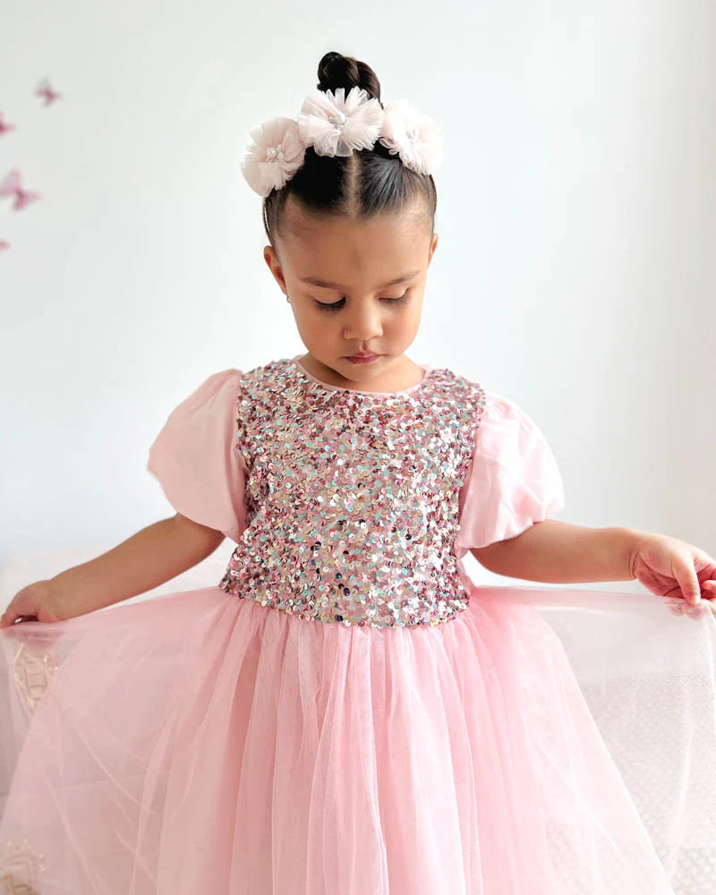 Bebe Festive Sequin Bodice Tutu Dress - Pink Multicolor