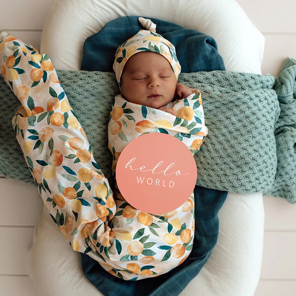 SUNNY CITRUS -Snuggle Hunny Organic Jersey Wrap & Beanie Set